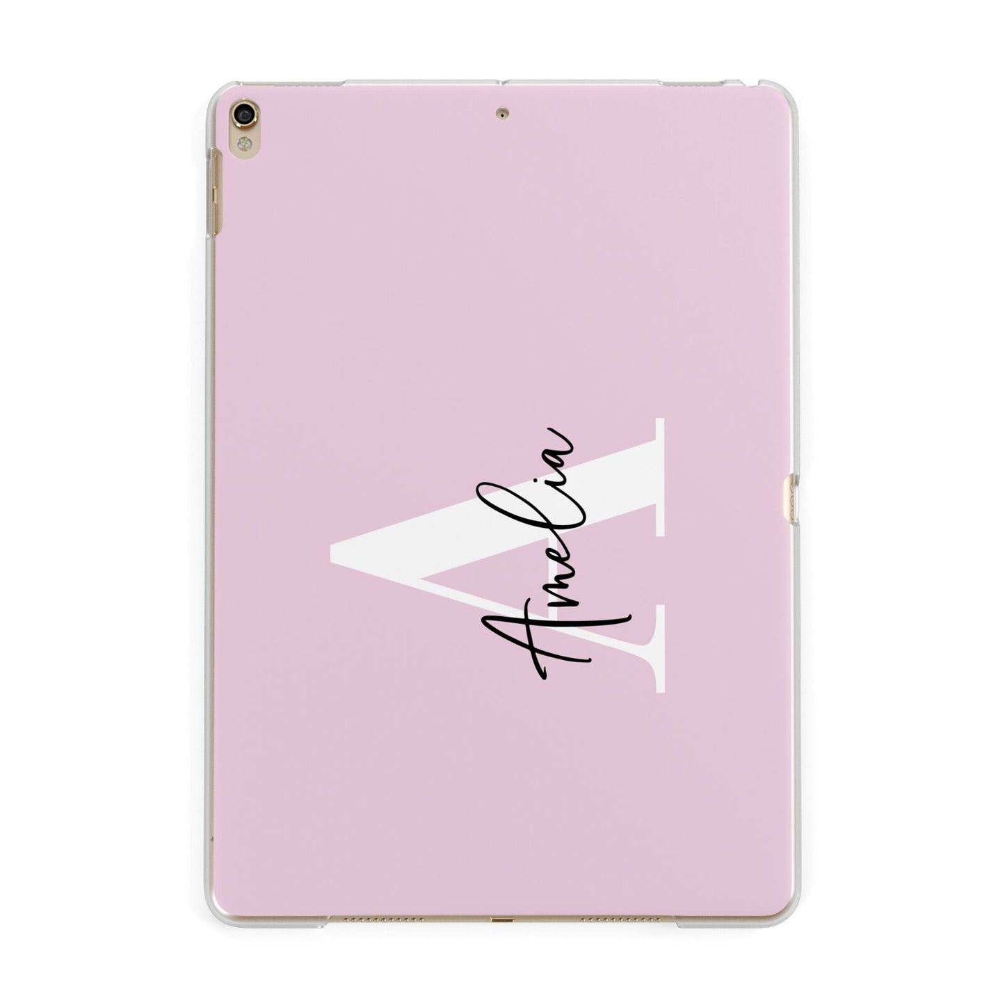 Pink Personalised Initial Name Apple iPad Gold Case