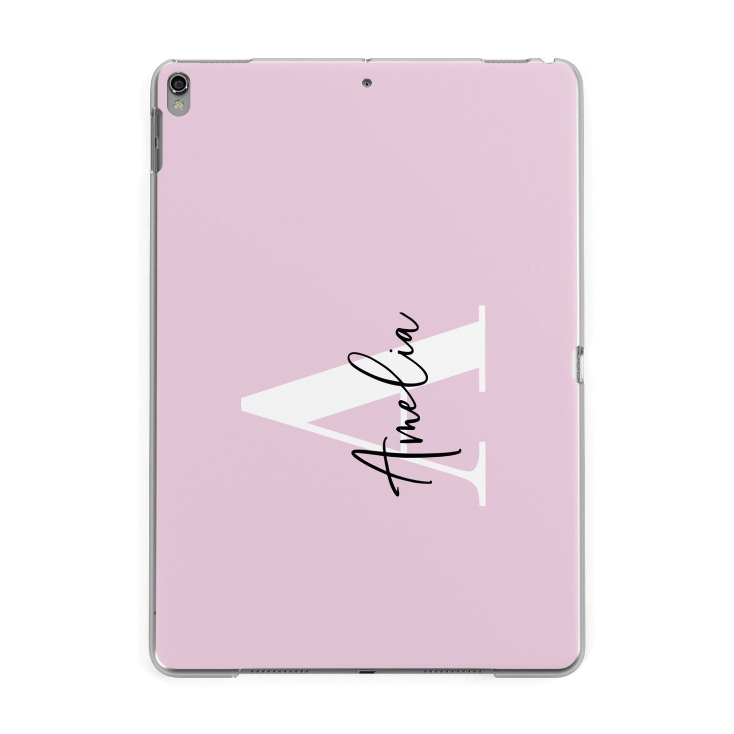 Pink Personalised Initial Name Apple iPad Grey Case