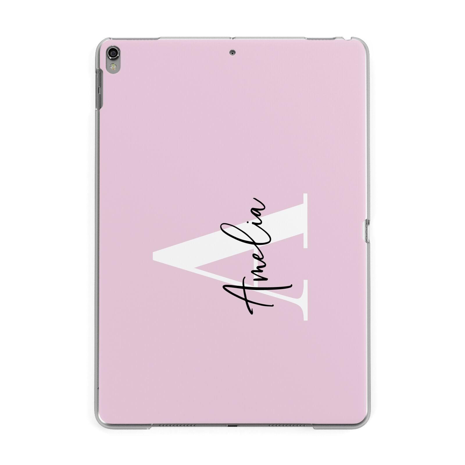 Pink Personalised Initial Name Apple iPad Grey Case