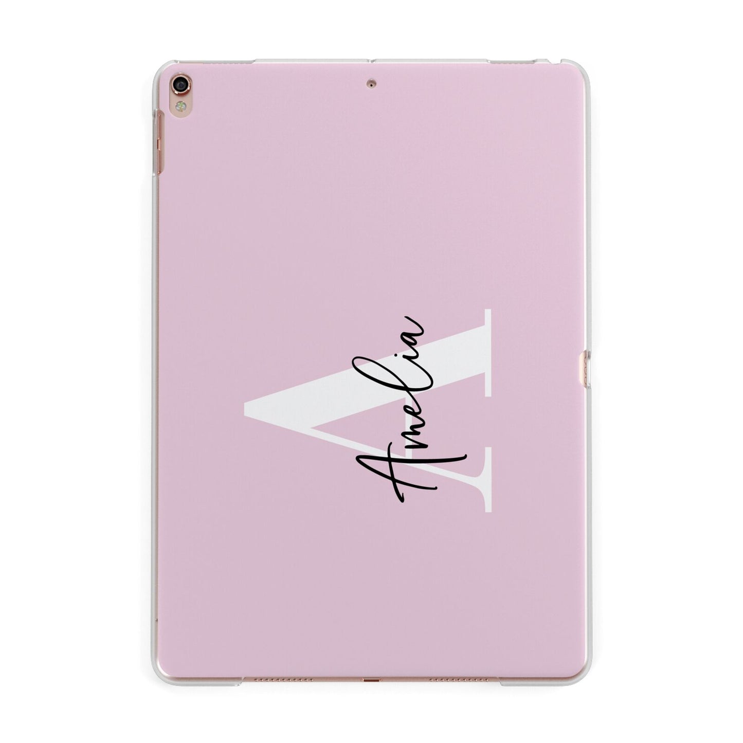 Pink Personalised Initial Name Apple iPad Rose Gold Case