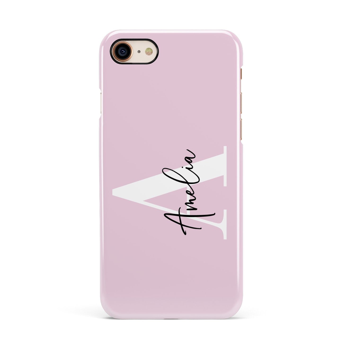 Pink Personalised Initial Name Apple iPhone 7 8 3D Snap Case