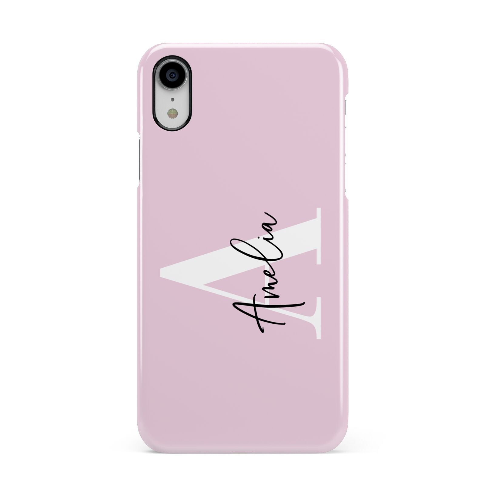 Pink Personalised Initial Name Apple iPhone XR White 3D Snap Case