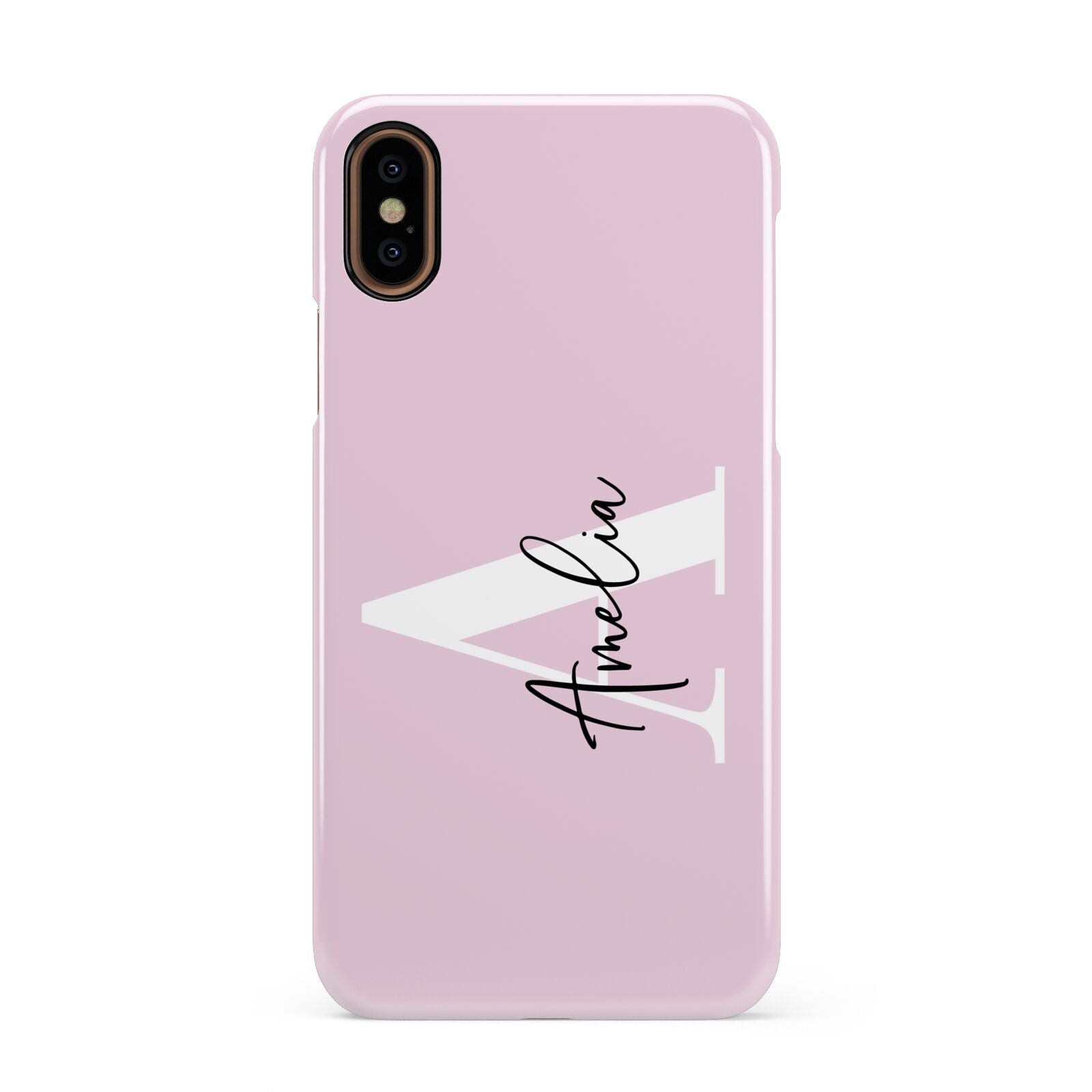 Pink Personalised Initial Name Apple iPhone XS 3D Snap Case