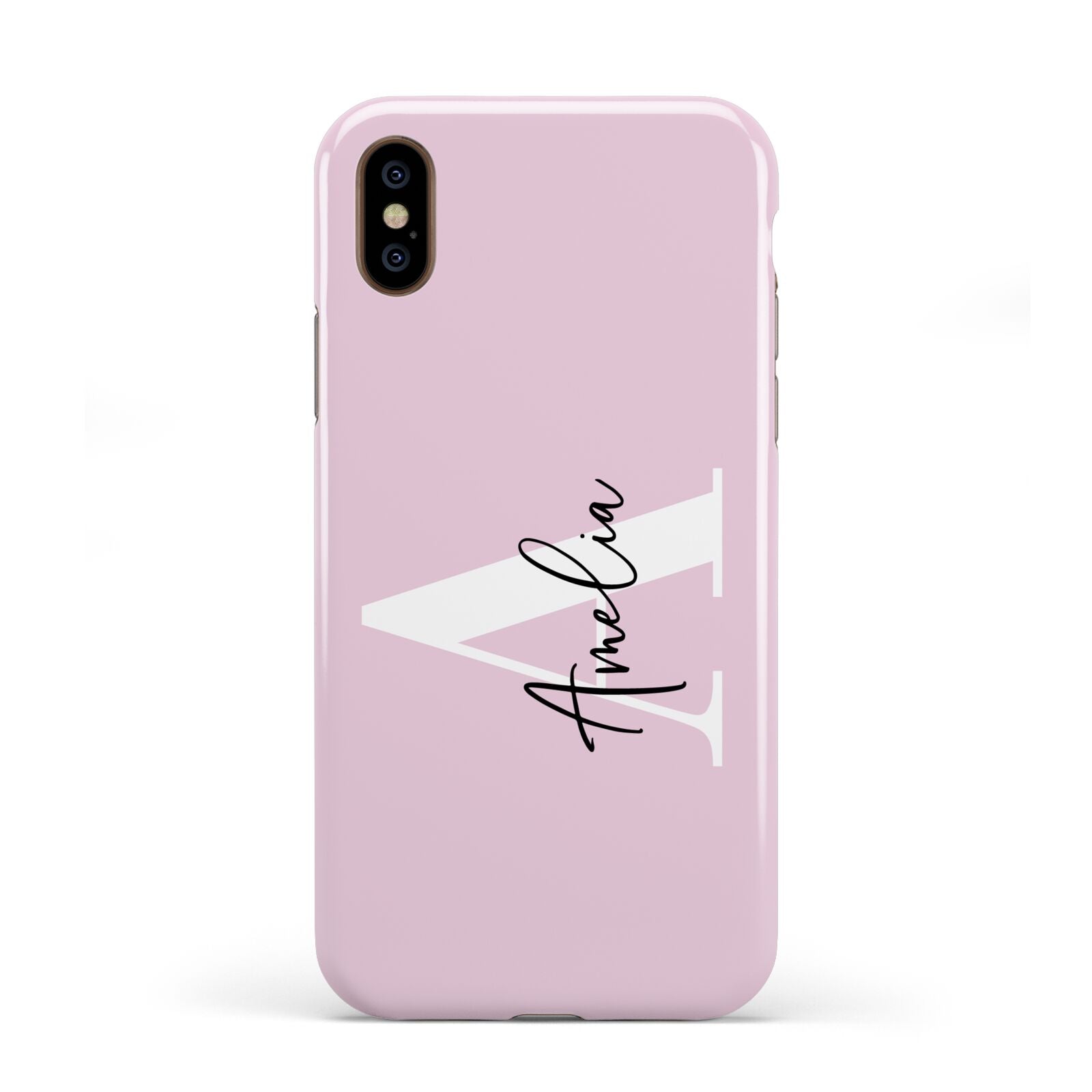 Pink Personalised Initial Name Apple iPhone XS 3D Tough