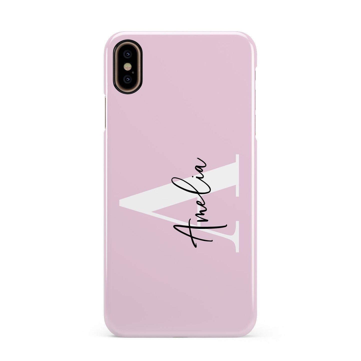 Pink Personalised Initial Name Apple iPhone Xs Max 3D Snap Case