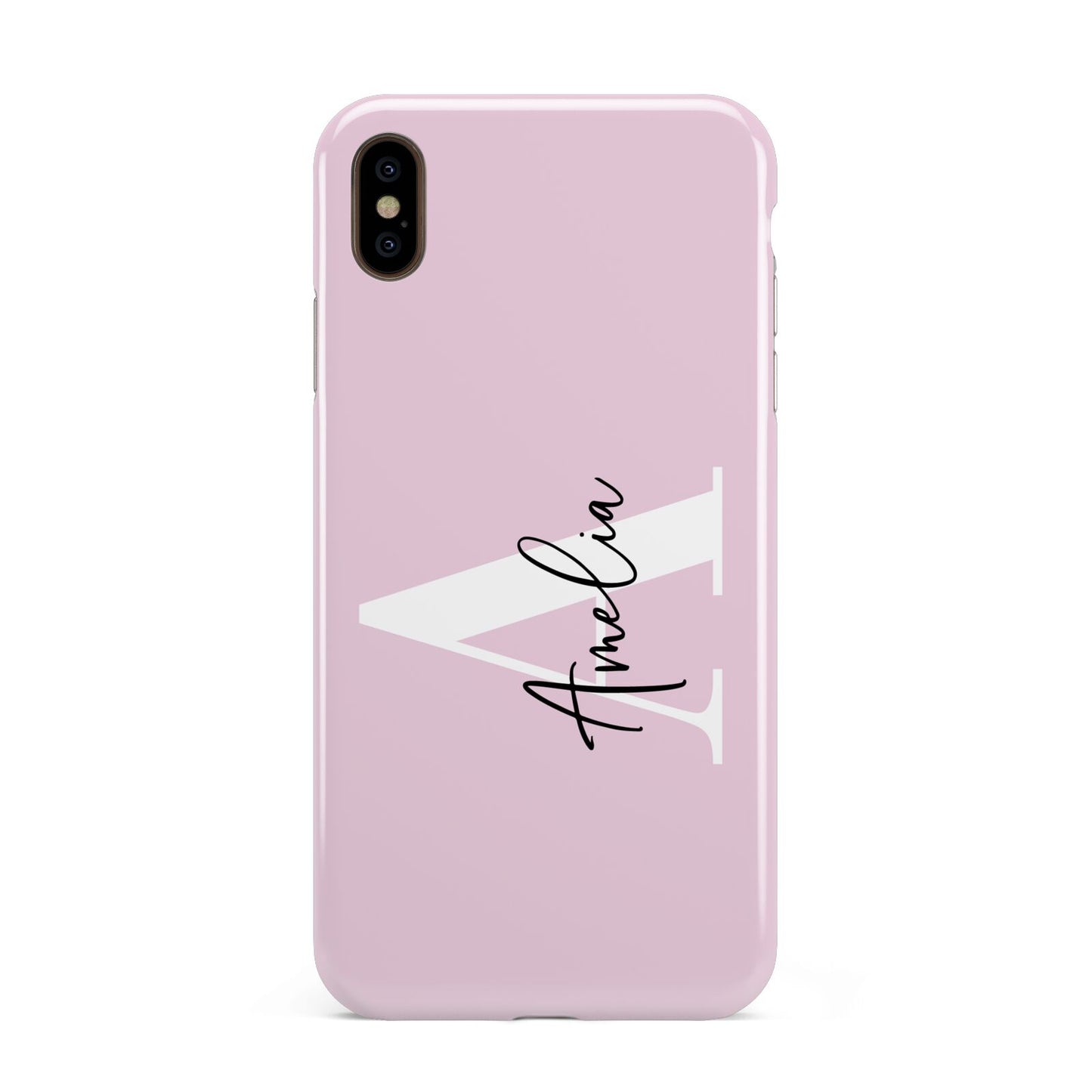 Pink Personalised Initial Name Apple iPhone Xs Max 3D Tough Case