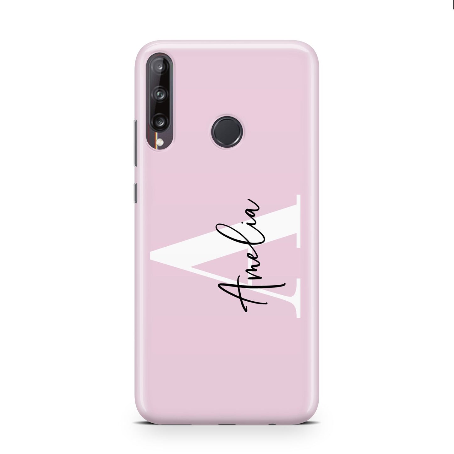 Pink Personalised Initial Name Huawei P40 Lite E Phone Case