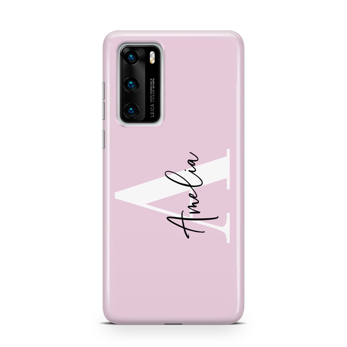 Pink Personalised Initial Name Huawei P40 Phone Case