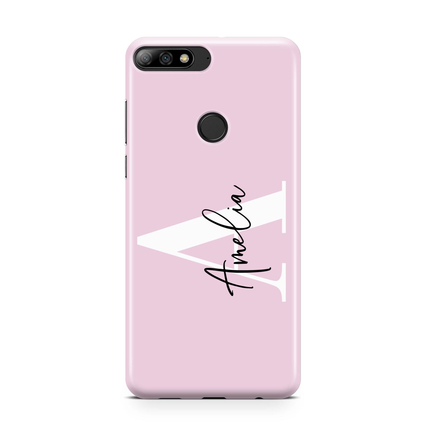 Pink Personalised Initial Name Huawei Y7 2018