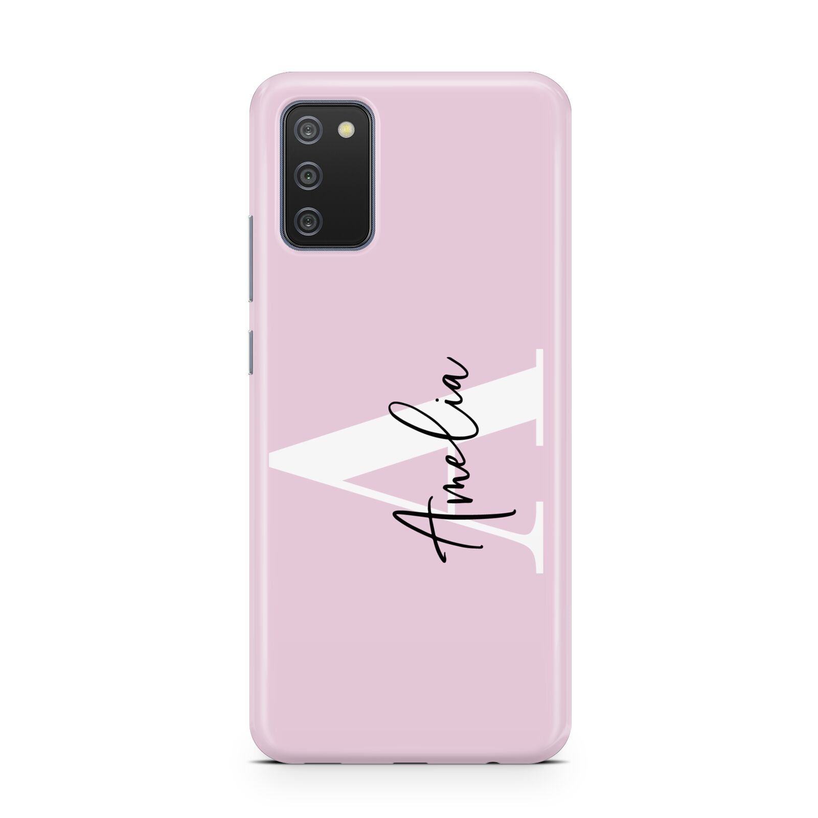 Pink Personalised Initial Name Samsung A02s Case