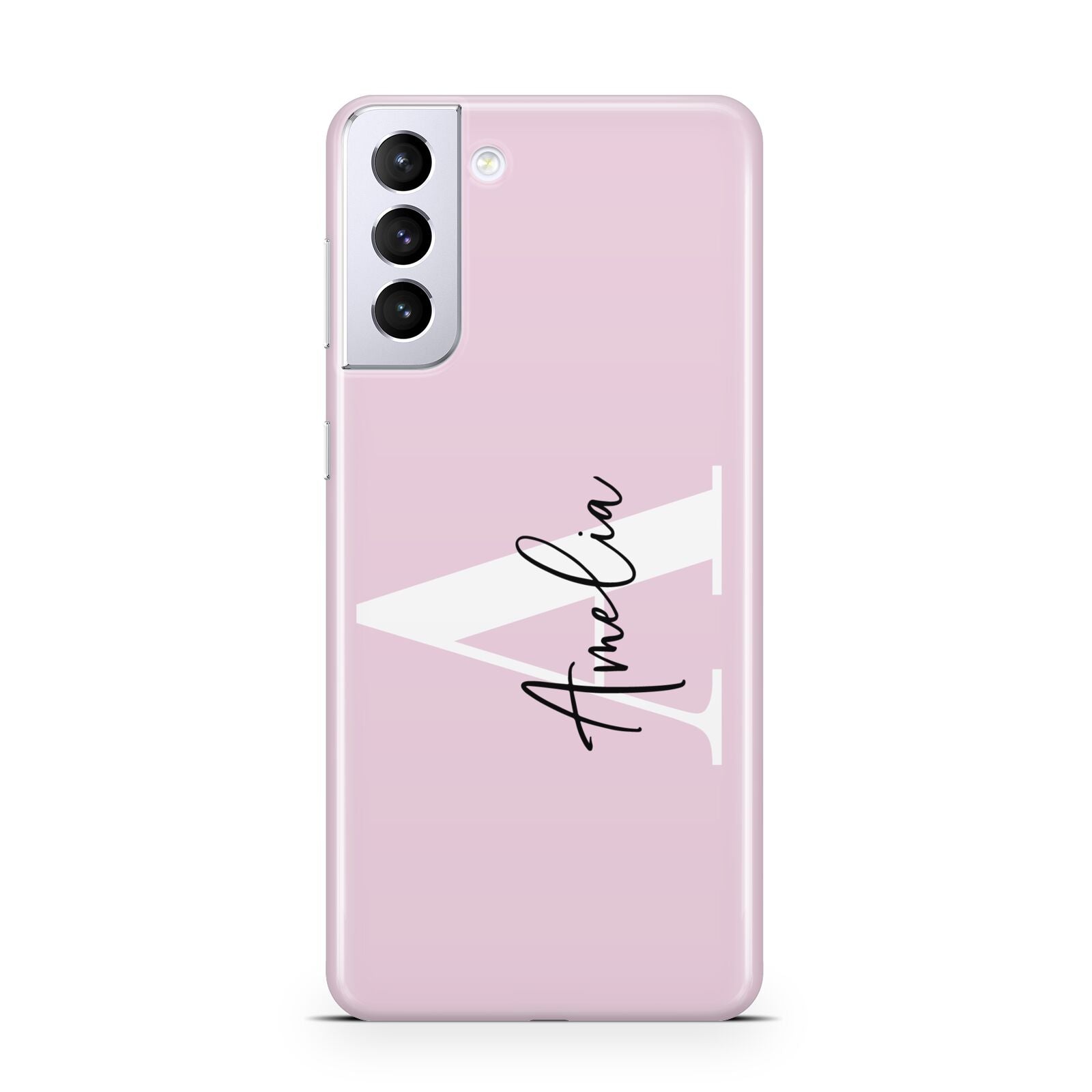 Pink Personalised Initial Name Samsung S21 Plus Case