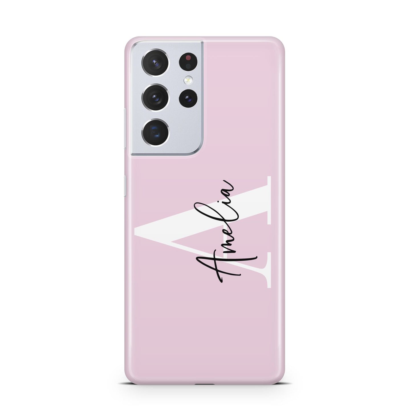 Pink Personalised Initial Name Samsung S21 Ultra Case