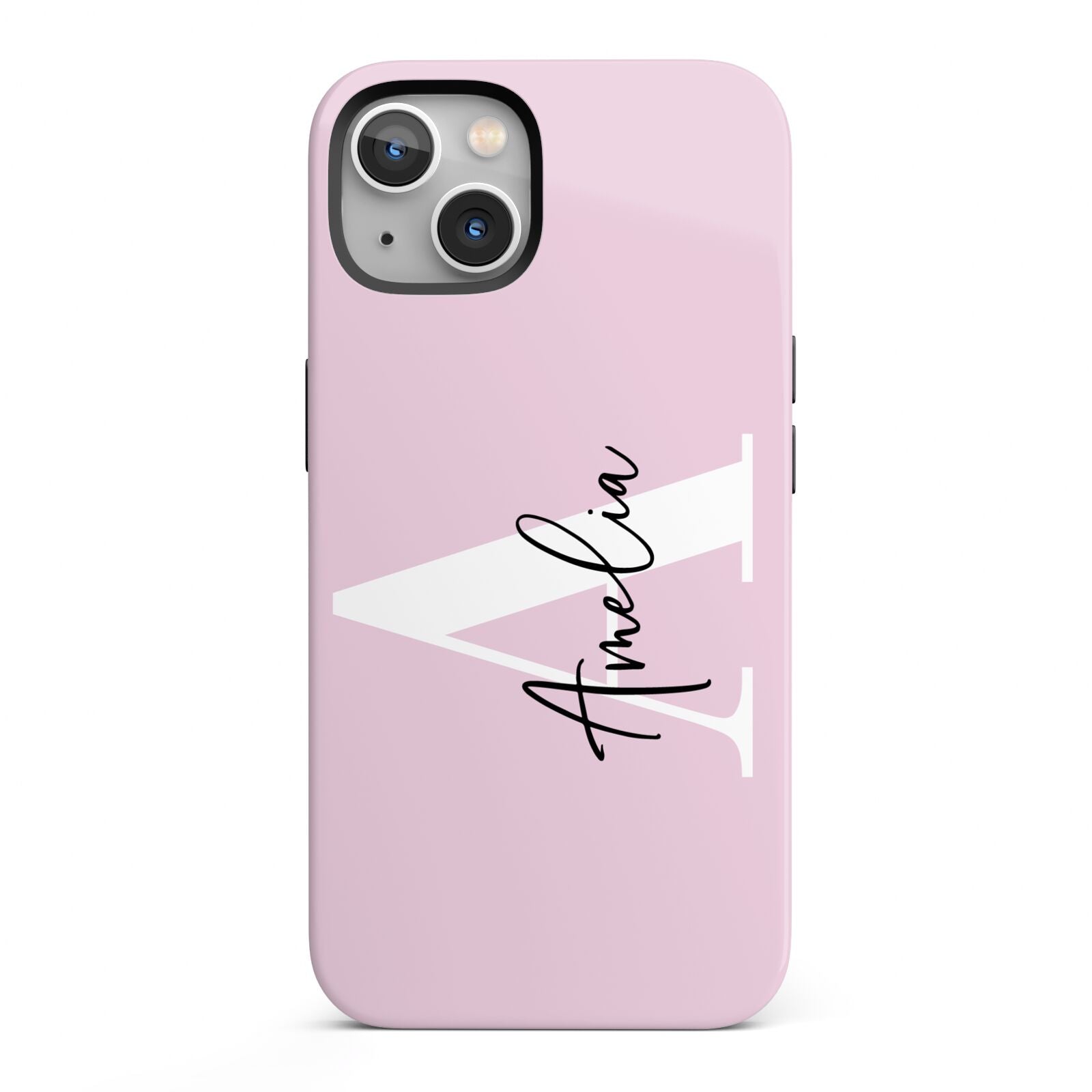 Pink Personalised Initial Name iPhone 13 Full Wrap 3D Tough Case