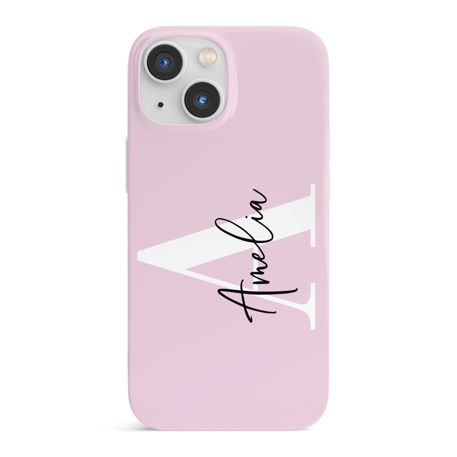 Pink Personalised Initial Name iPhone 13 Mini Full Wrap 3D Snap Case