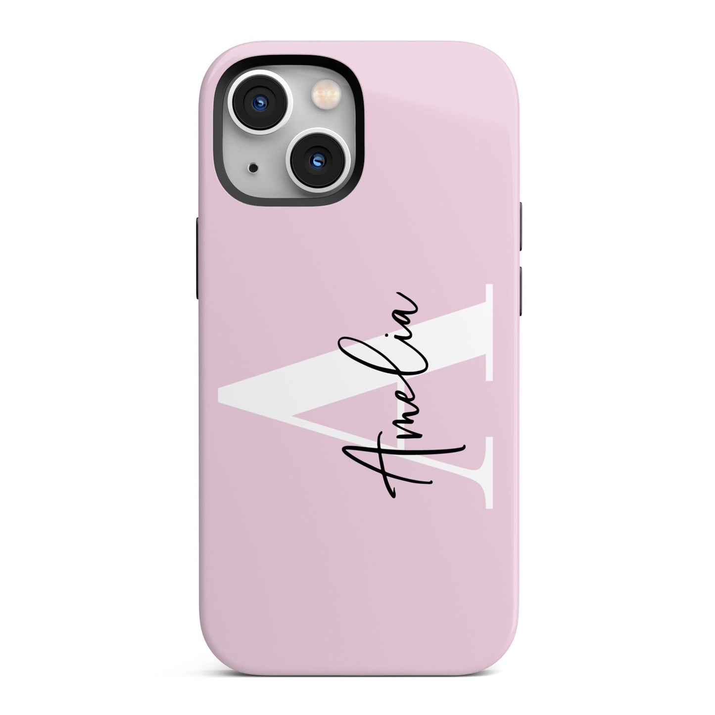 Pink Personalised Initial Name iPhone 13 Mini Full Wrap 3D Tough Case