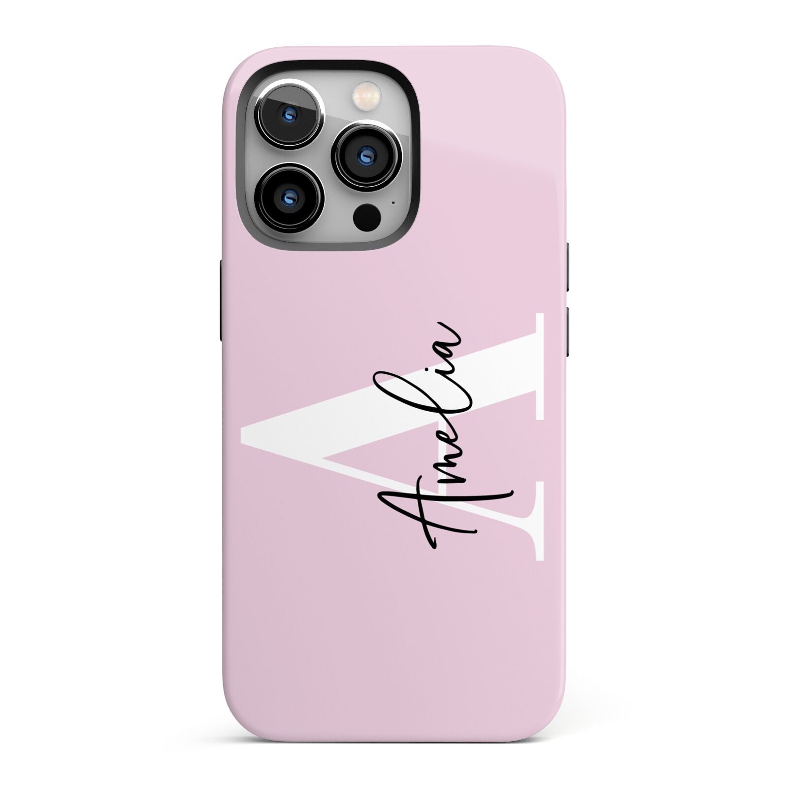 Pink Personalised Initial Name iPhone 13 Pro Full Wrap 3D Tough Case