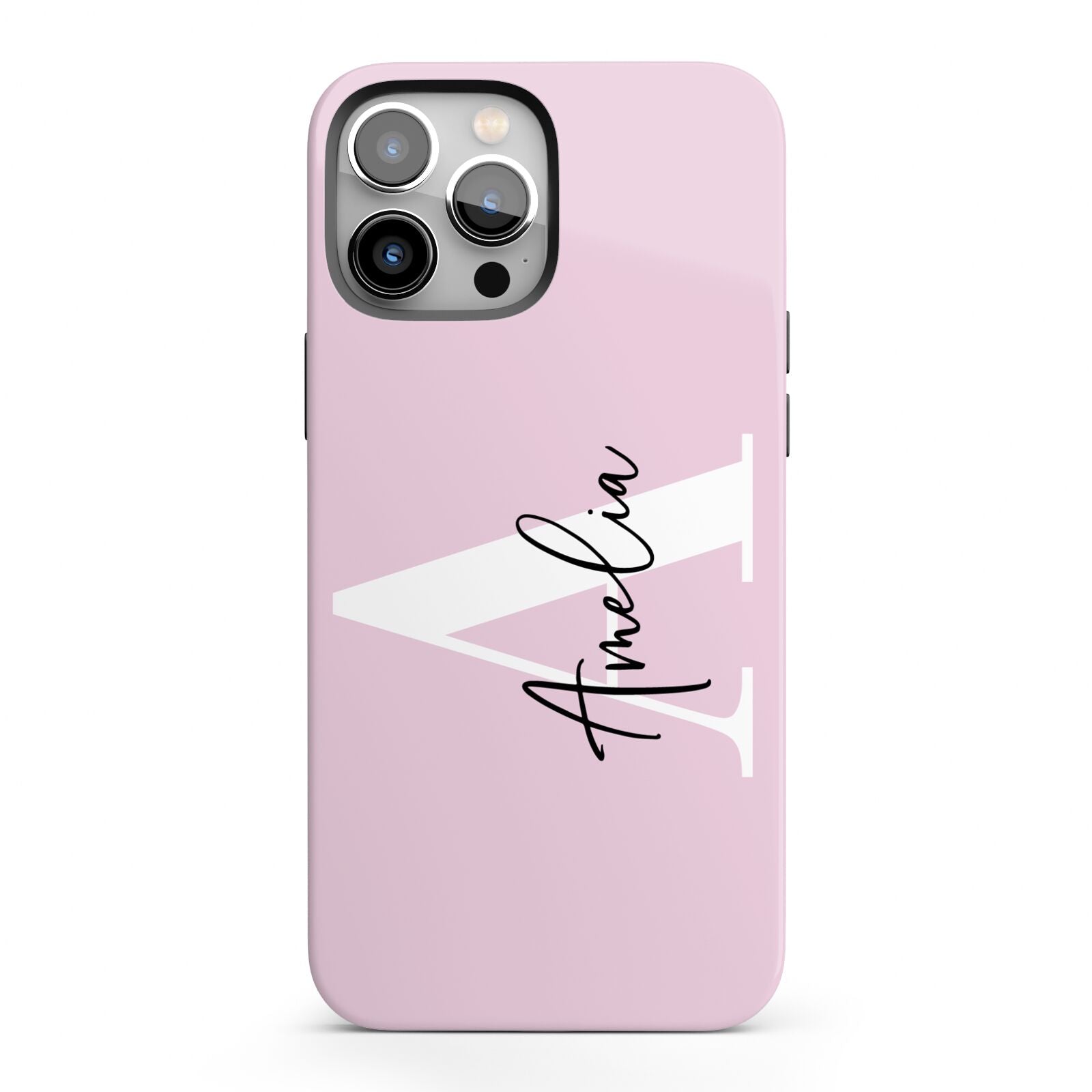 Pink Personalised Initial Name iPhone 13 Pro Max Full Wrap 3D Tough Case