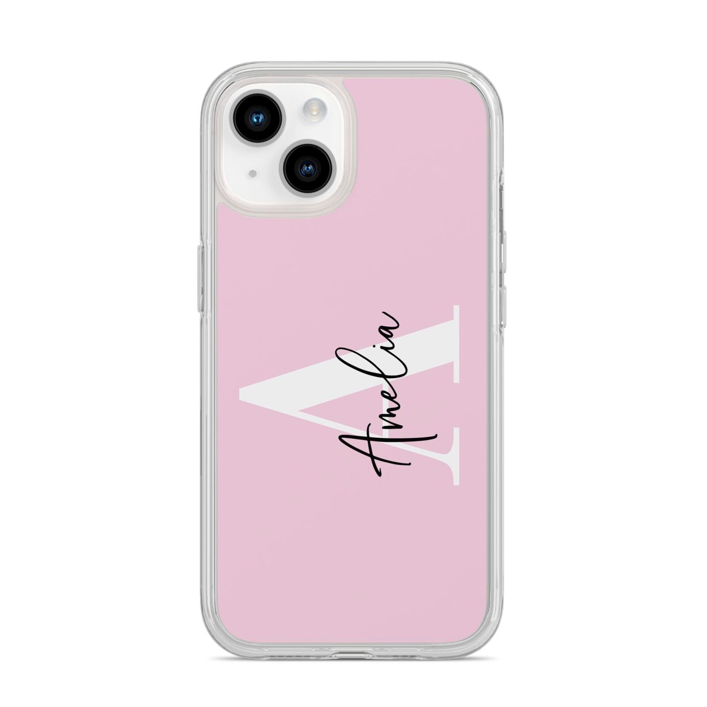 Pink Personalised Initial Name iPhone 14 Clear Tough Case Starlight