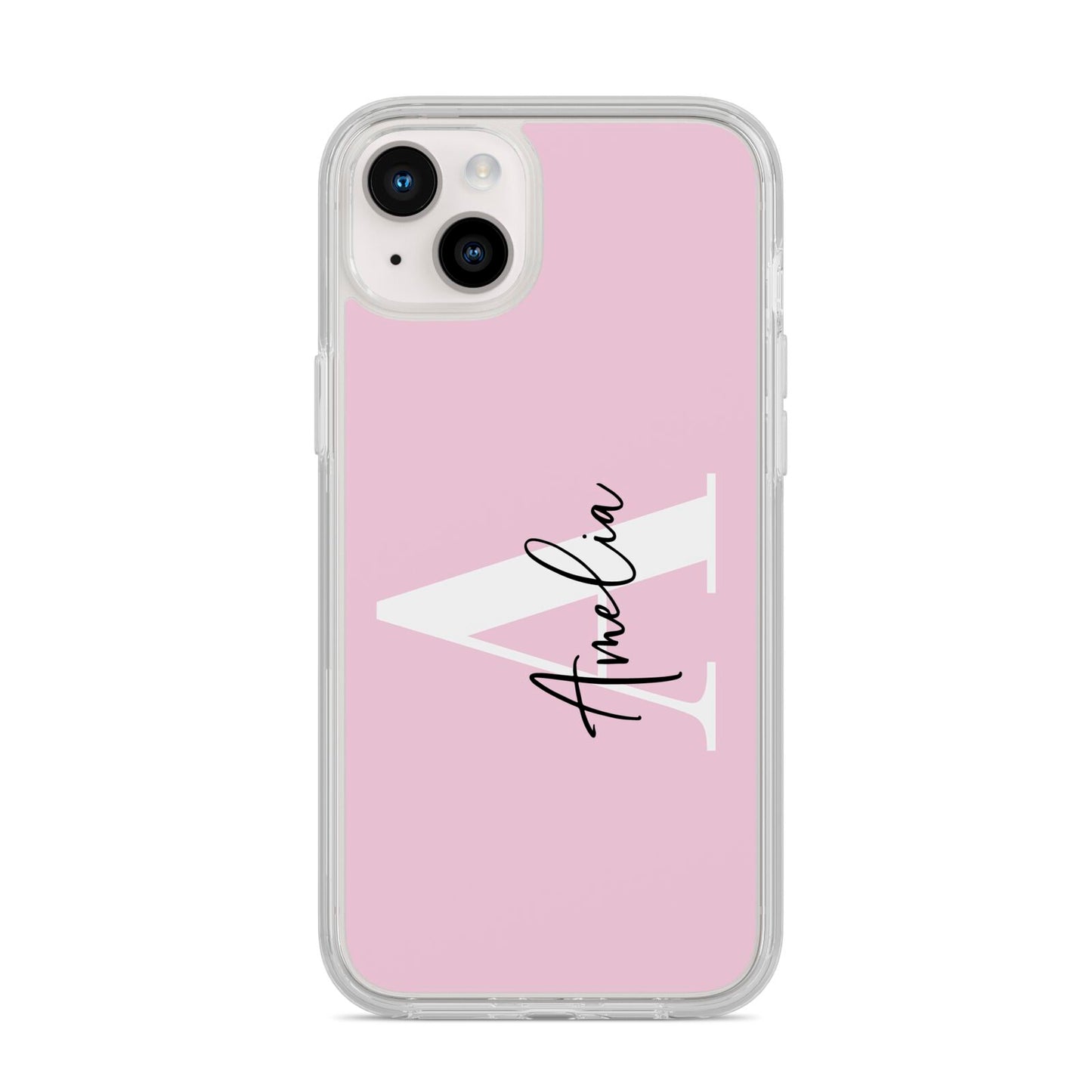 Pink Personalised Initial Name iPhone 14 Plus Clear Tough Case Starlight