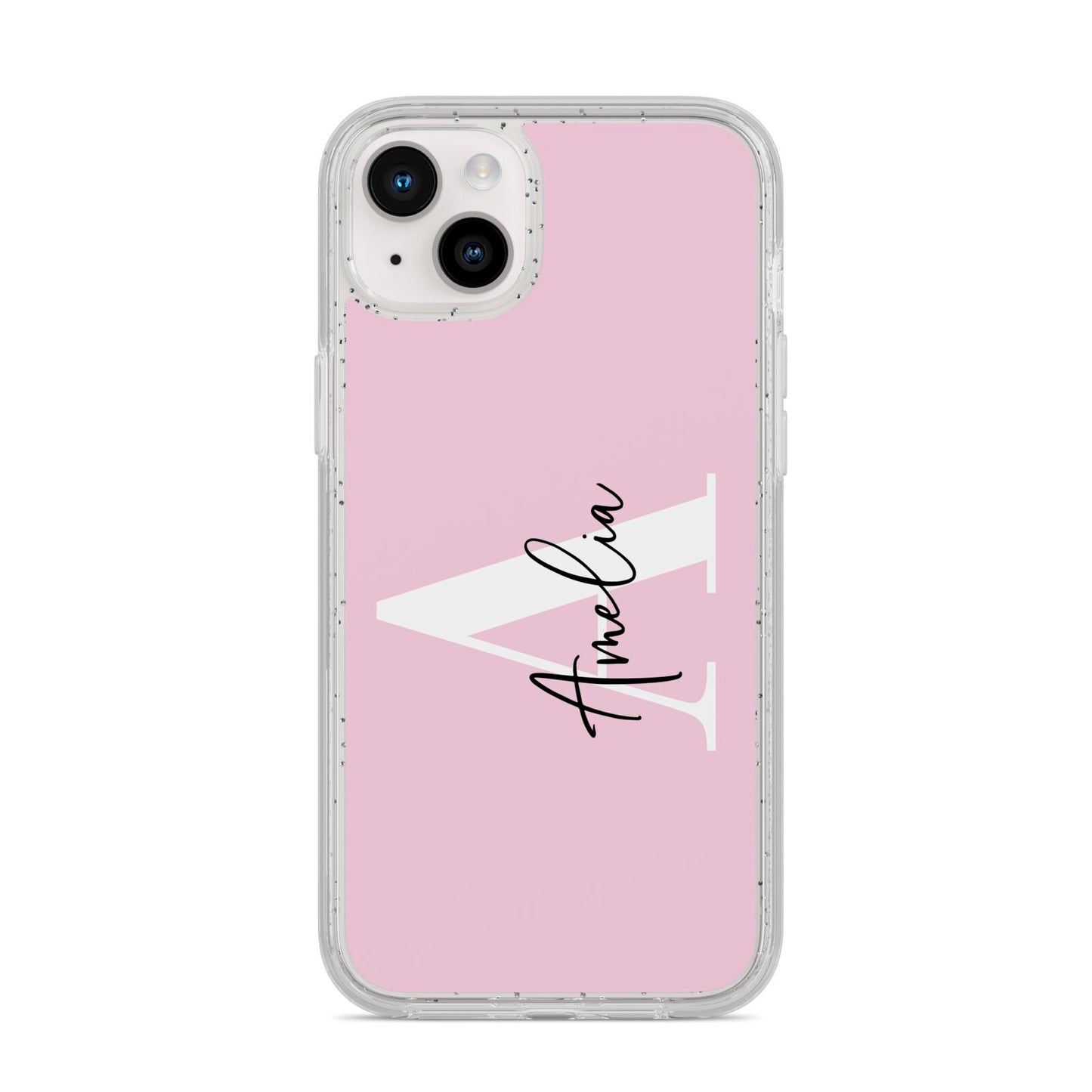 Pink Personalised Initial Name iPhone 14 Plus Glitter Tough Case Starlight