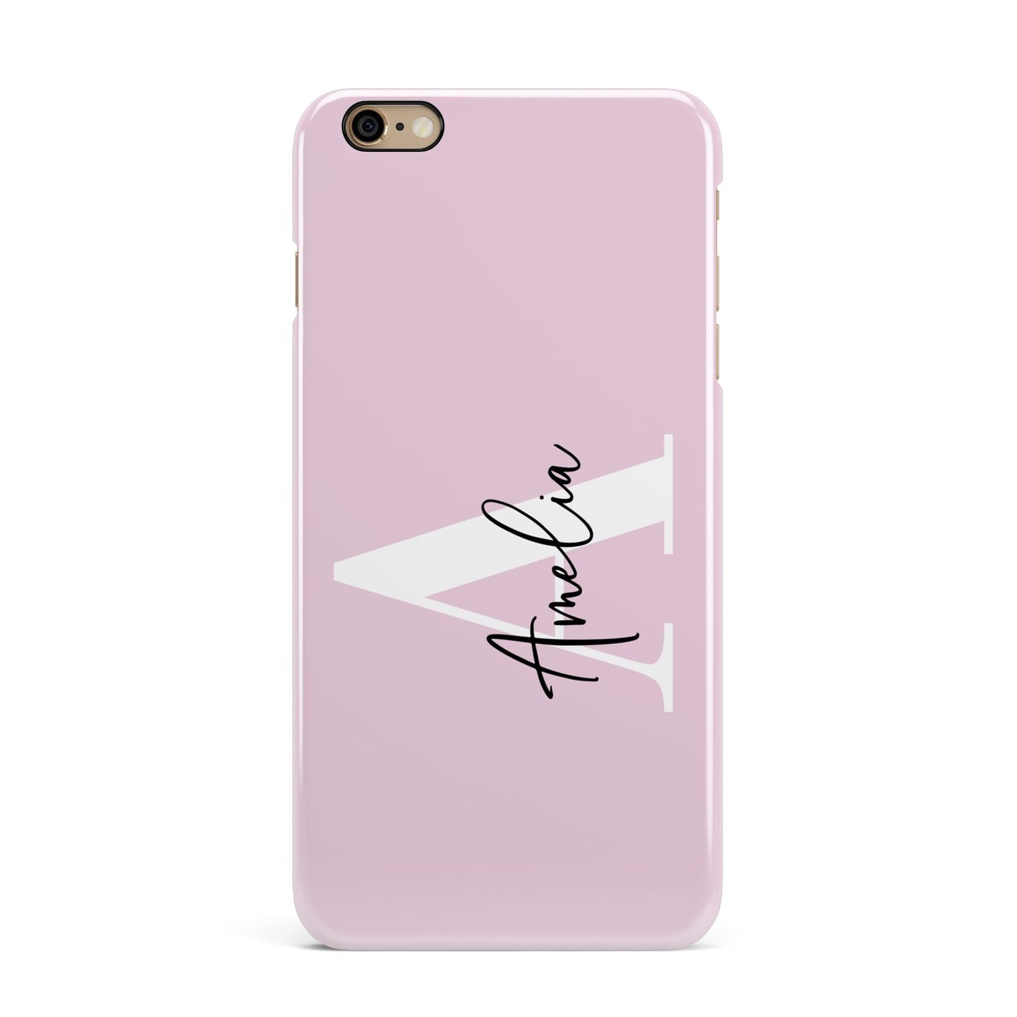 Pink Personalised Initial Name iPhone 6 Plus 3D Snap Case on Gold Phone