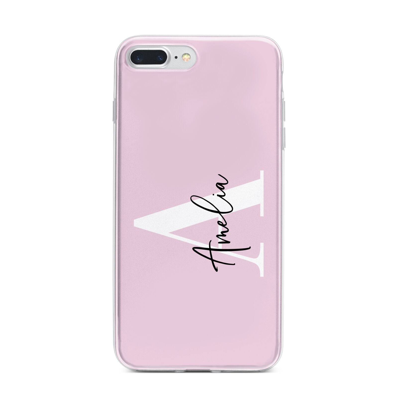 Pink Personalised Initial Name iPhone 7 Plus Bumper Case on Silver iPhone