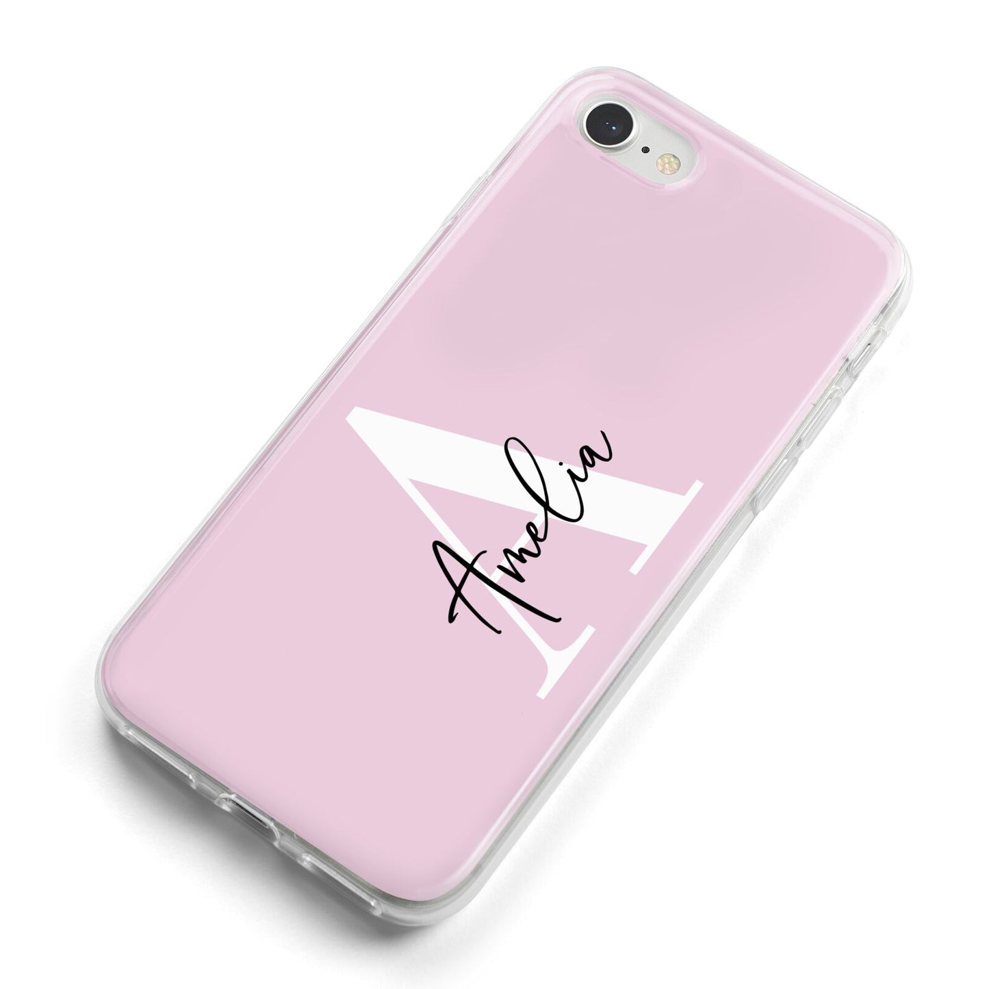 Pink Personalised Initial Name iPhone 8 Bumper Case on Silver iPhone Alternative Image