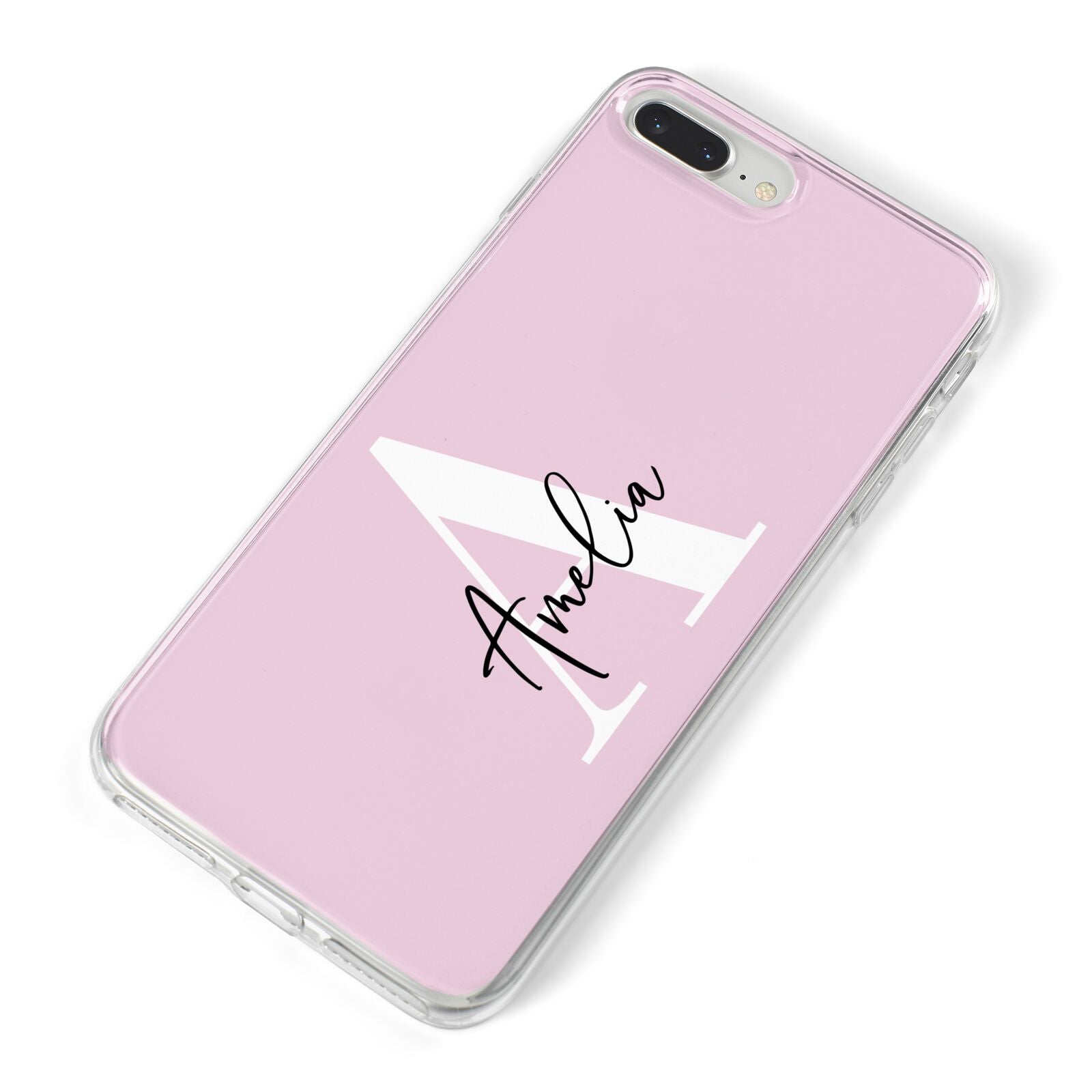 Pink Personalised Initial Name iPhone 8 Plus Bumper Case on Silver iPhone Alternative Image