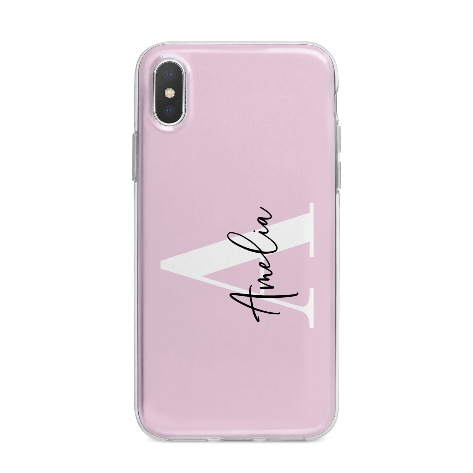 Pink Personalised Initial Name iPhone X Bumper Case on Silver iPhone Alternative Image 1