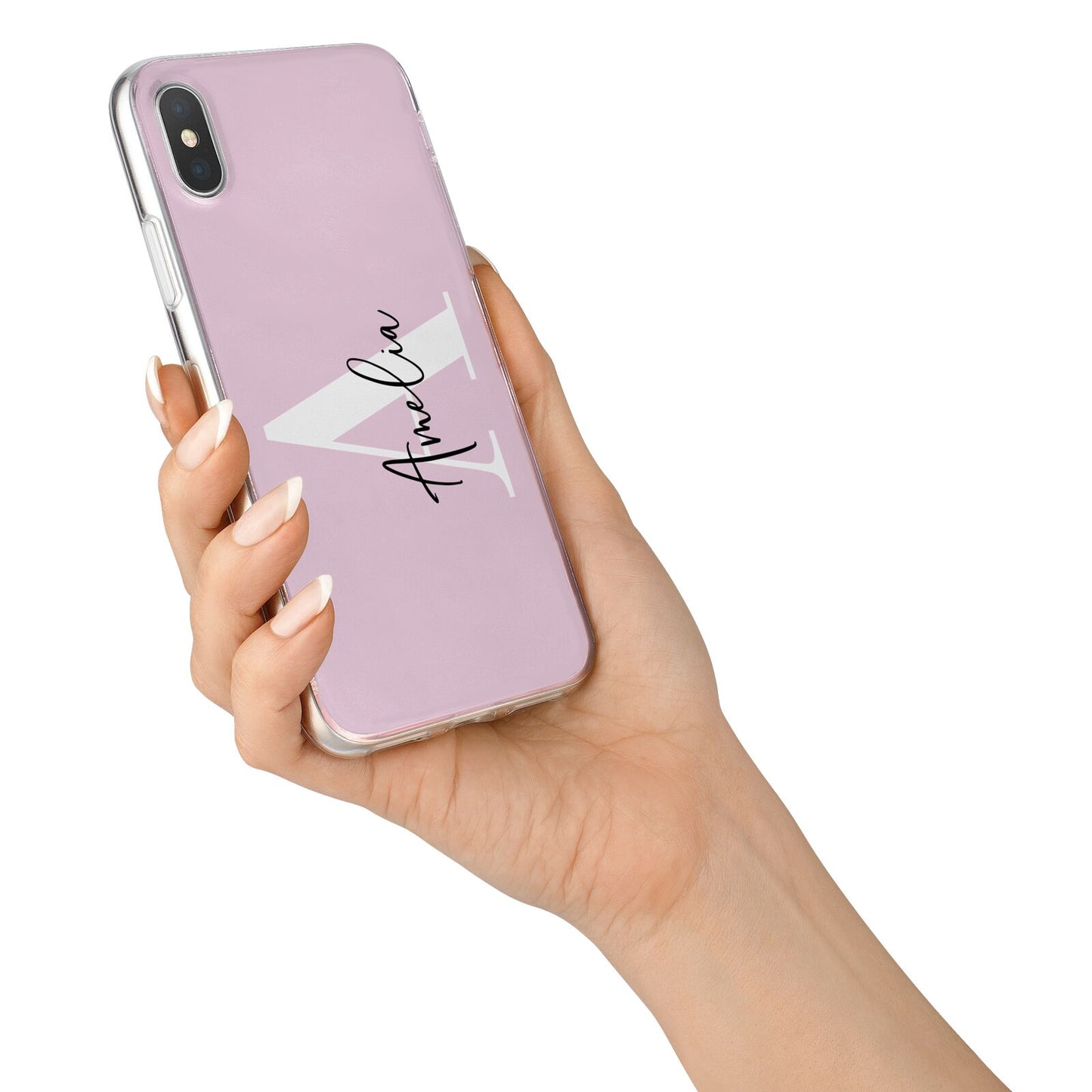 Pink Personalised Initial Name iPhone X Bumper Case on Silver iPhone Alternative Image 2