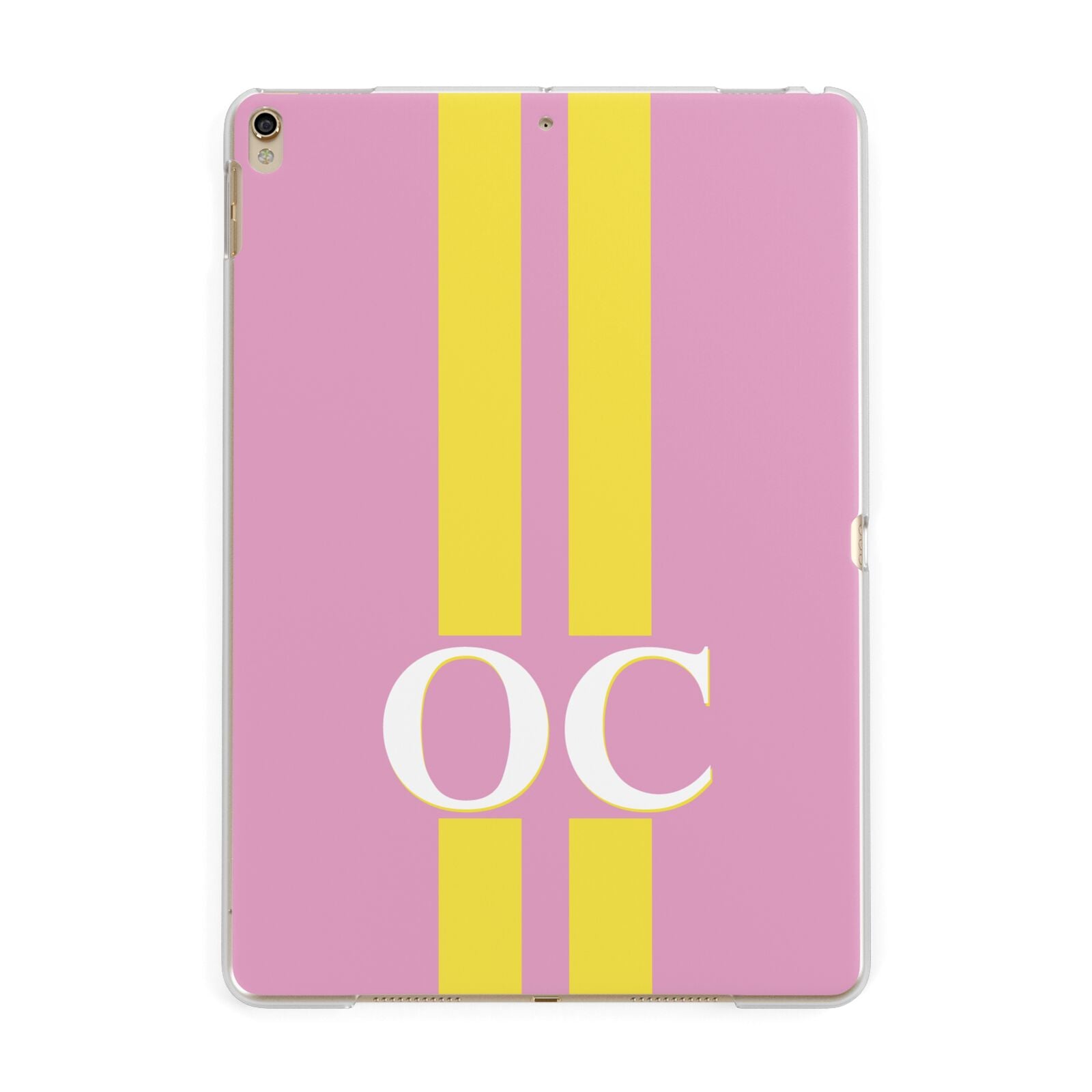 Pink Personalised Initials Apple iPad Gold Case