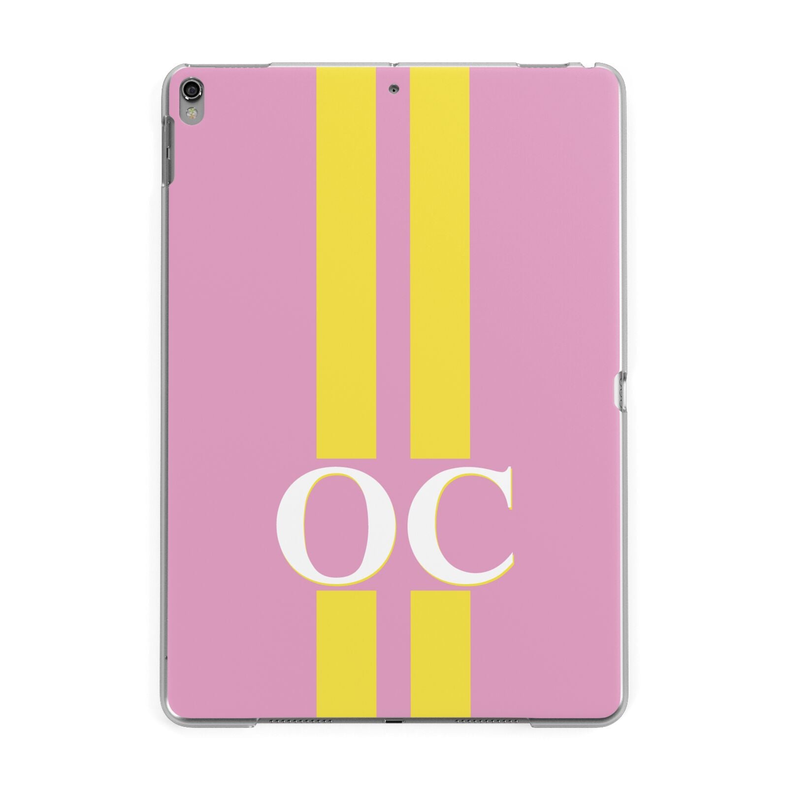 Pink Personalised Initials Apple iPad Grey Case