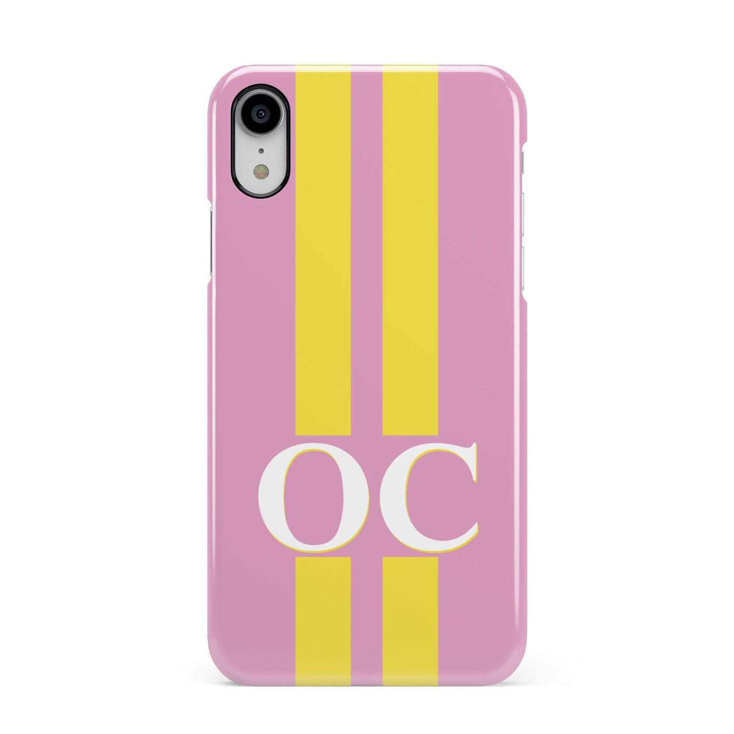 Pink Personalised Initials Apple iPhone XR White 3D Snap Case