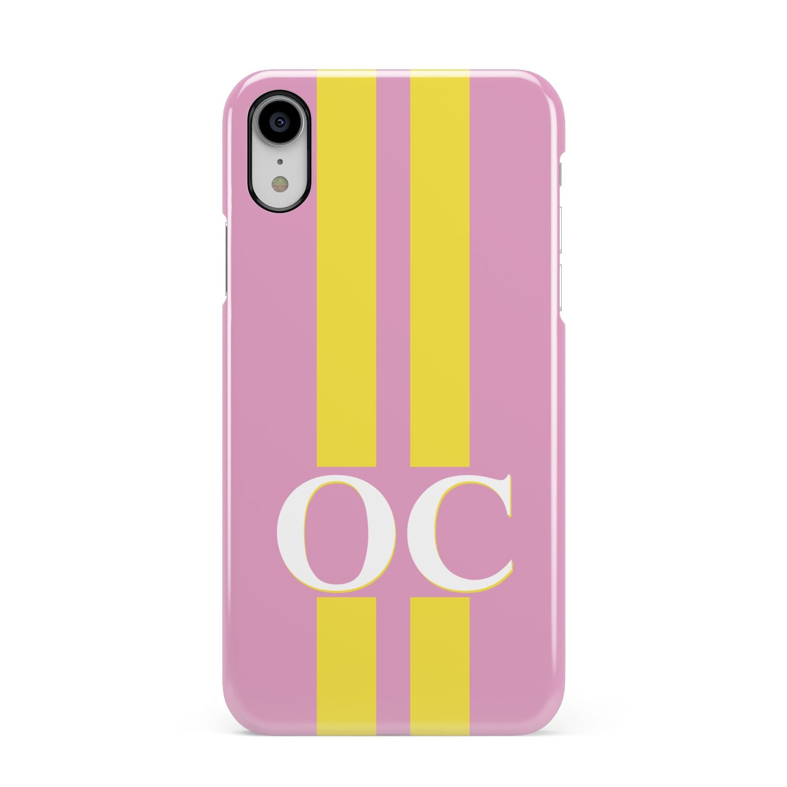 Pink Personalised Initials Apple iPhone XR White 3D Snap Case