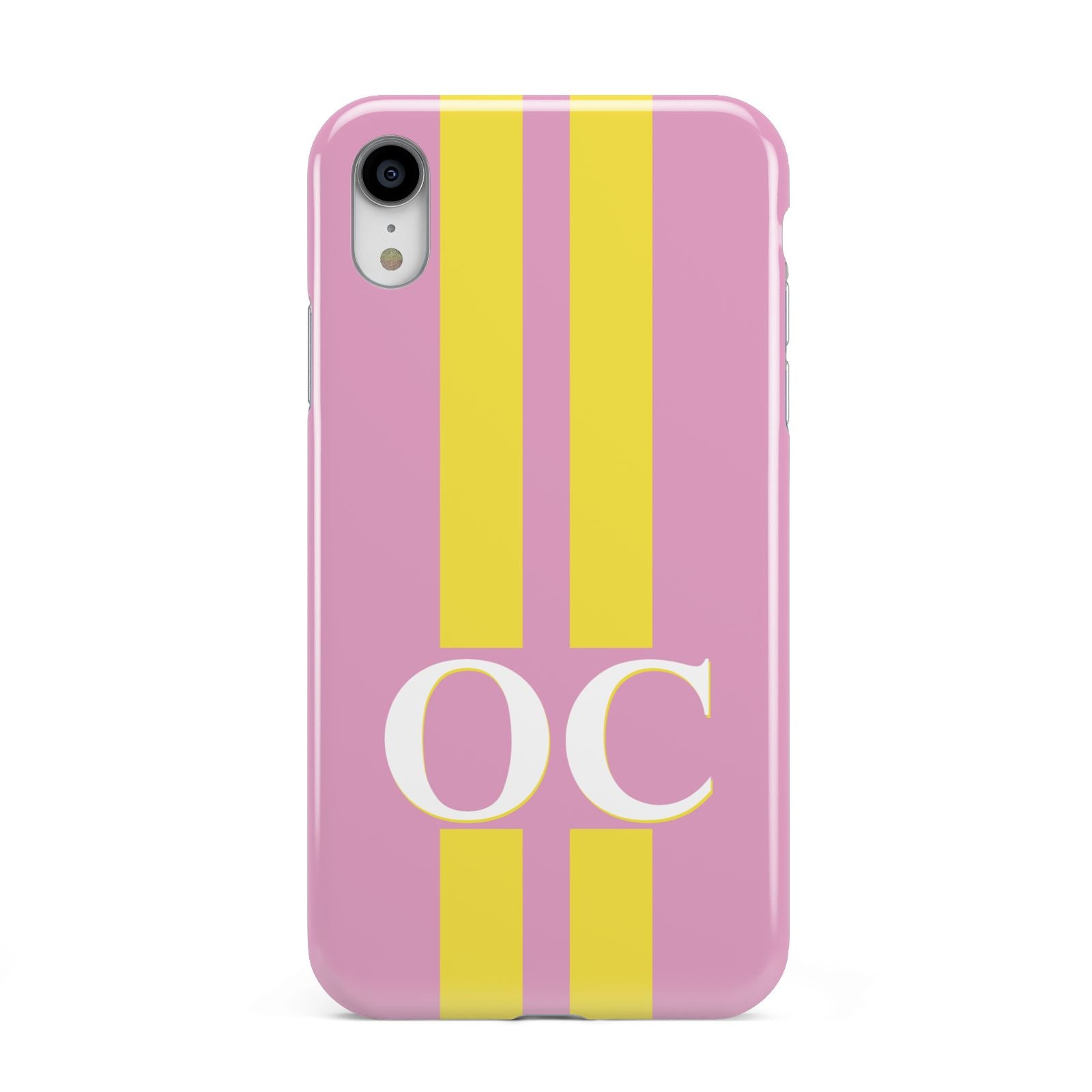 Pink Personalised Initials Apple iPhone XR White 3D Tough Case