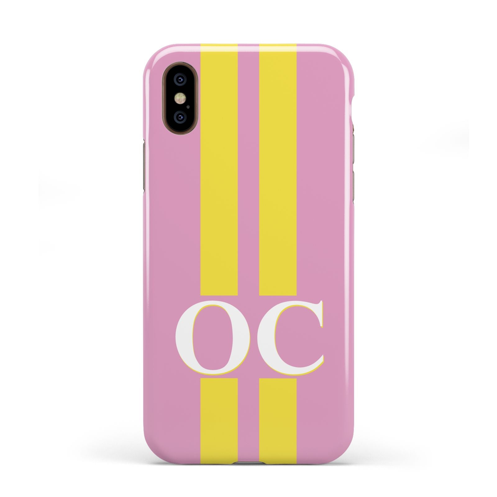 Pink Personalised Initials Apple iPhone XS 3D Tough