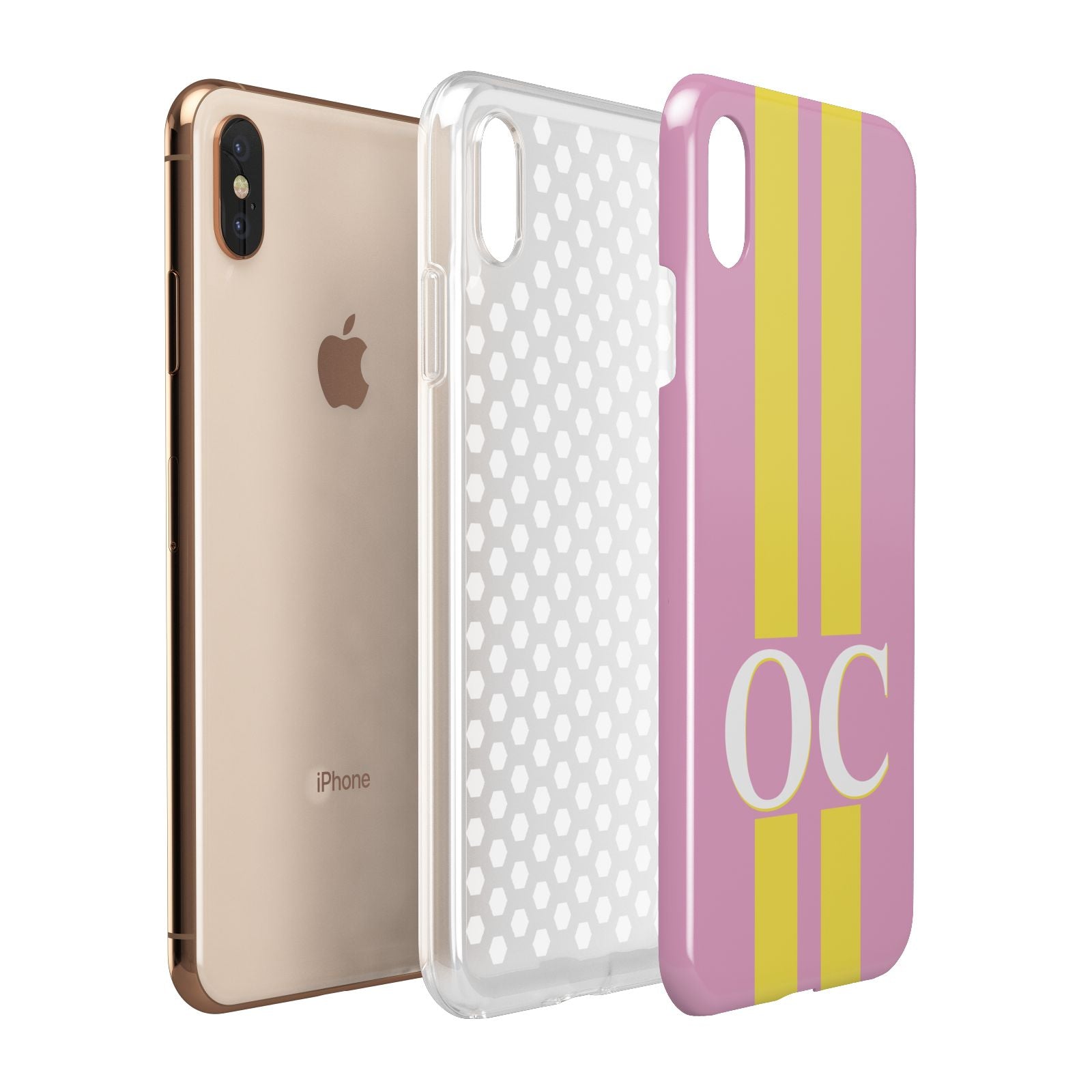 Pink Personalised Initials Apple iPhone Xs Max 3D Tough Case Expanded View