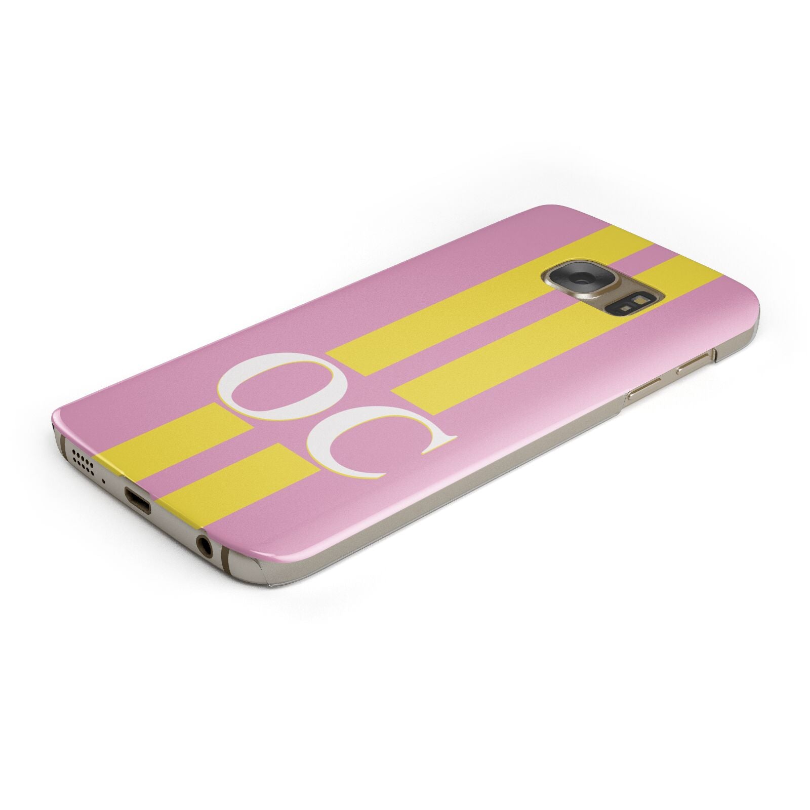 Pink Personalised Initials Protective Samsung Galaxy Case Angled Image