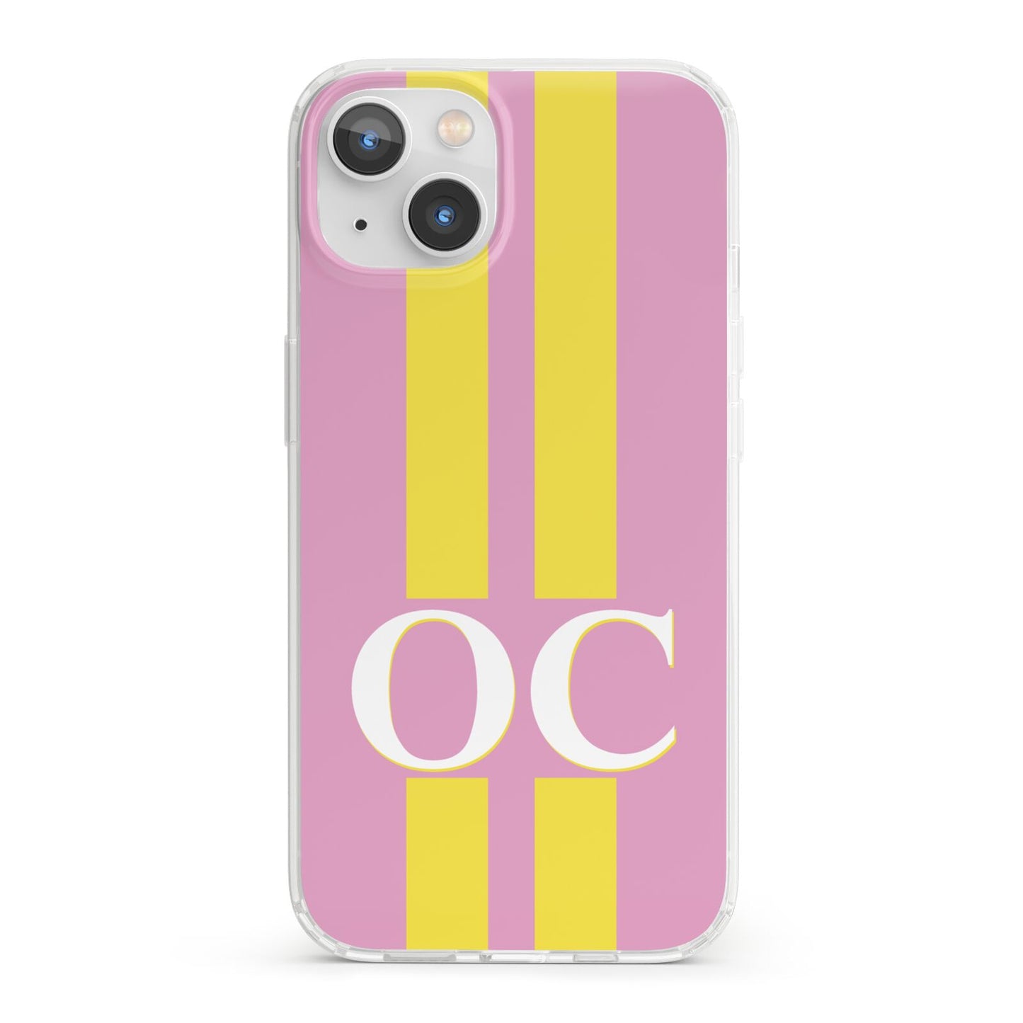 Pink Personalised Initials iPhone 13 Clear Bumper Case