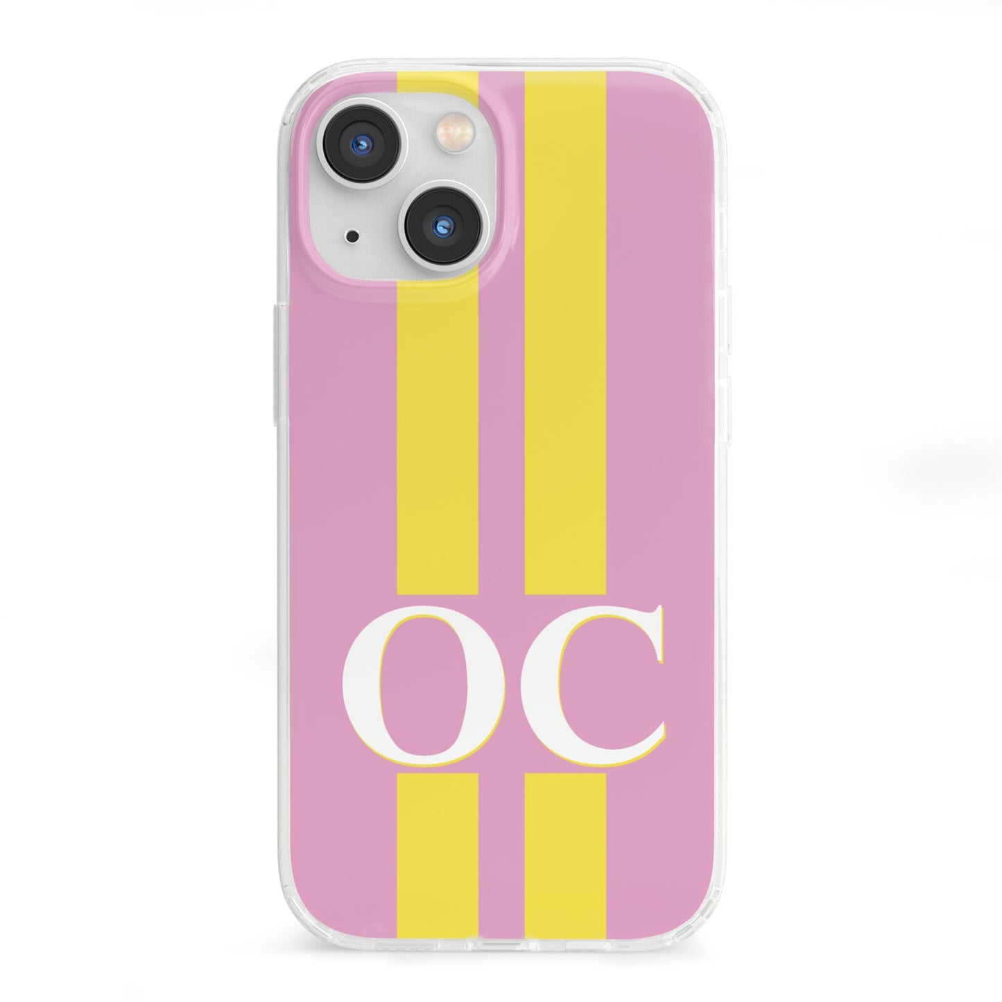 Pink Personalised Initials iPhone 13 Mini Clear Bumper Case