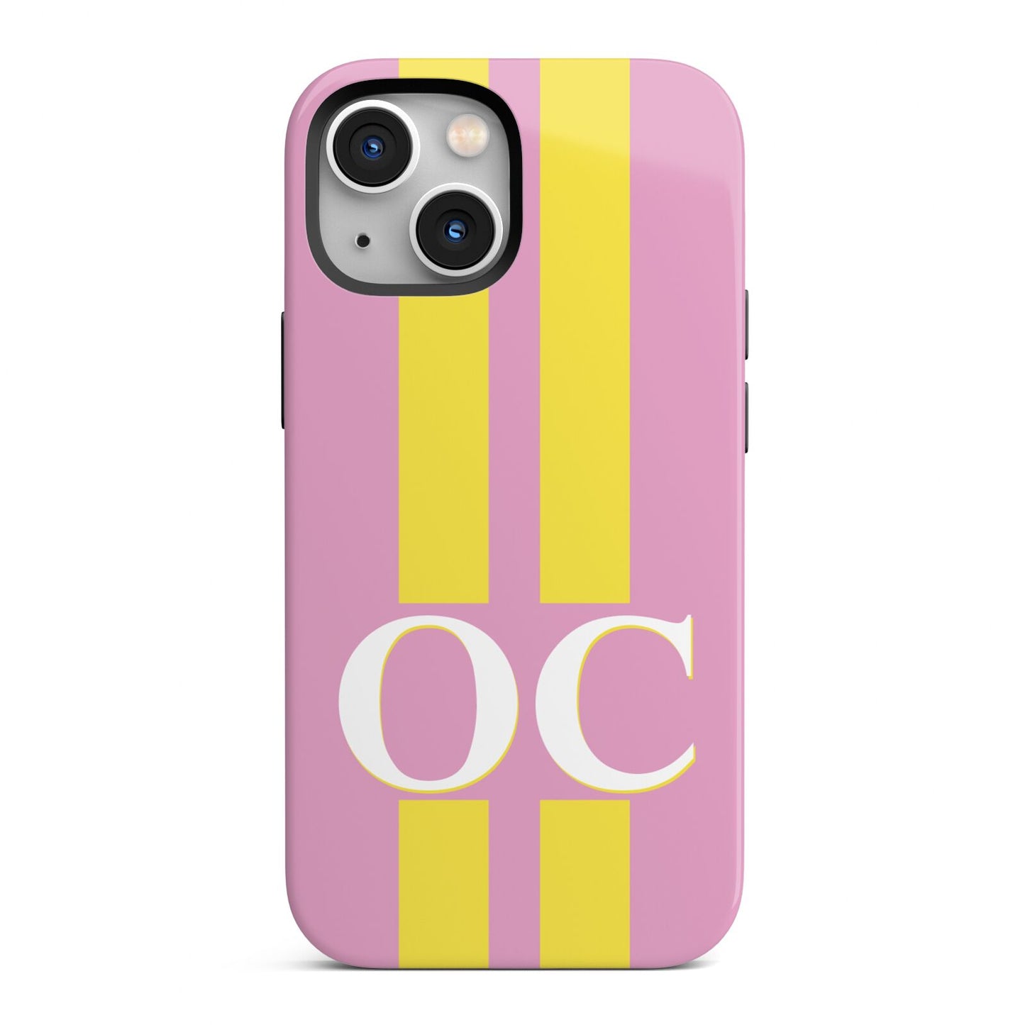 Pink Personalised Initials iPhone 13 Mini Full Wrap 3D Tough Case