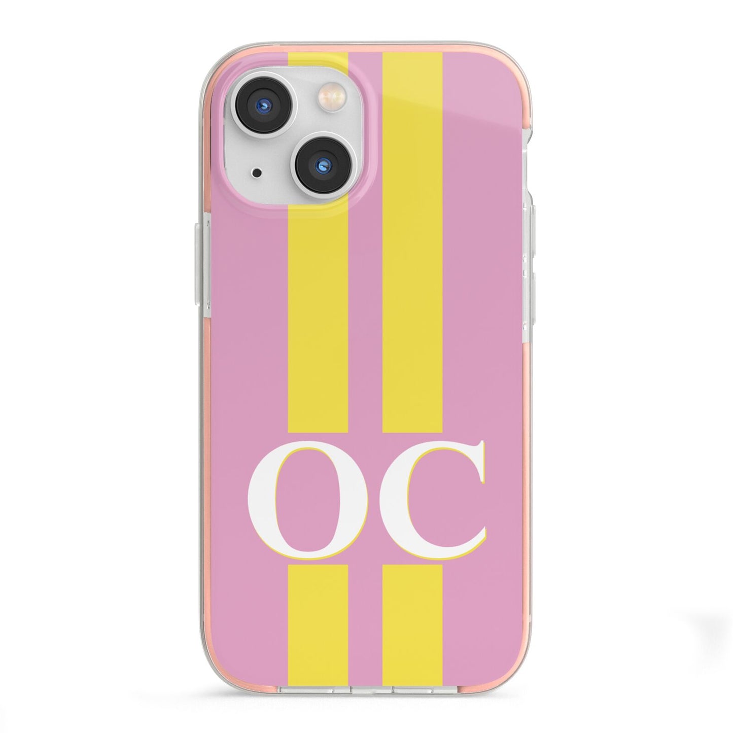 Pink Personalised Initials iPhone 13 Mini TPU Impact Case with Pink Edges