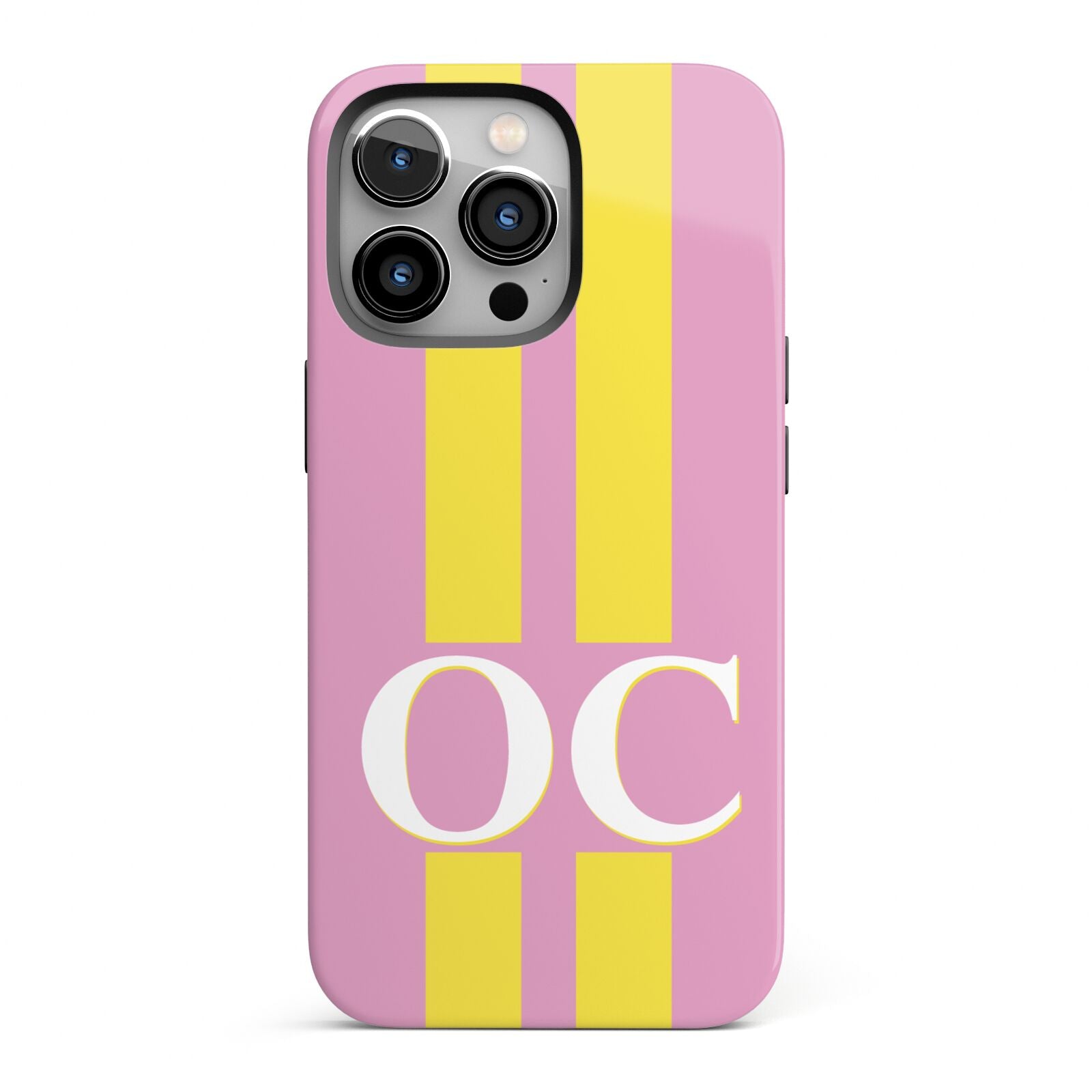 Pink Personalised Initials iPhone 13 Pro Full Wrap 3D Tough Case