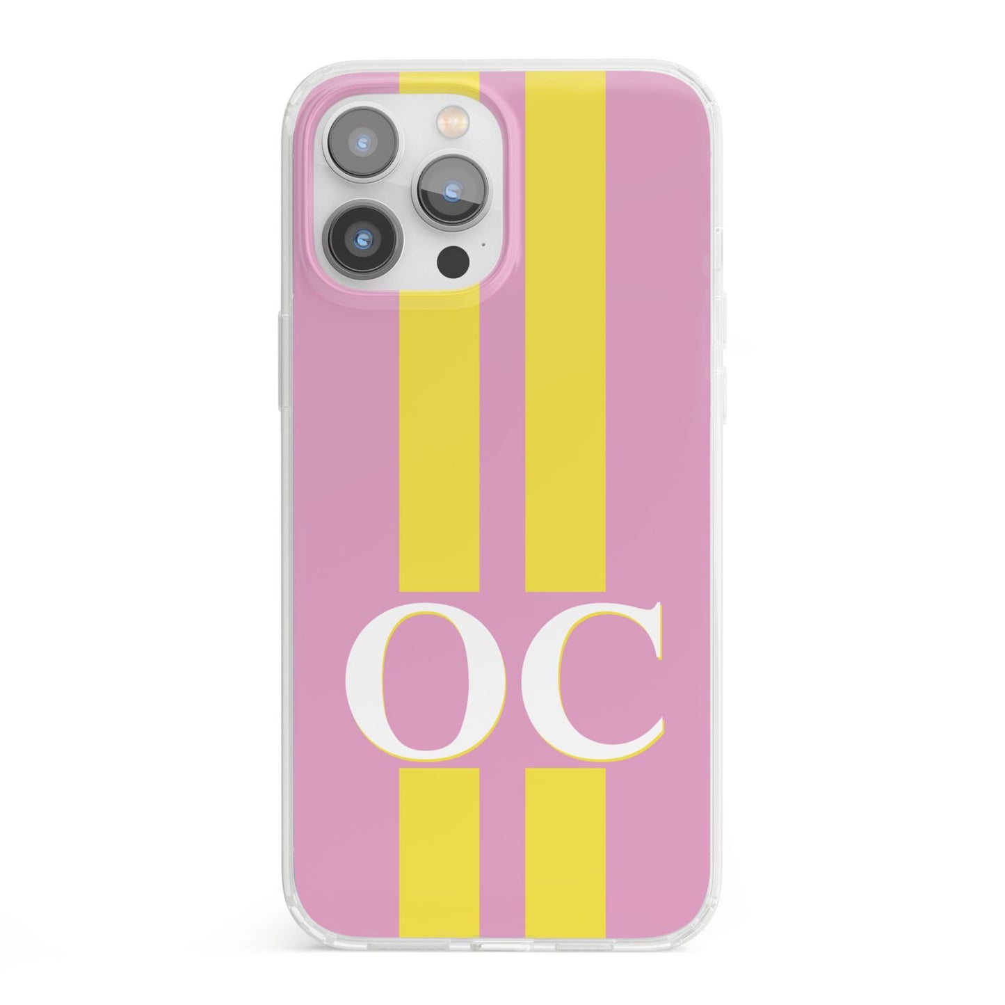 Pink Personalised Initials iPhone 13 Pro Max Clear Bumper Case