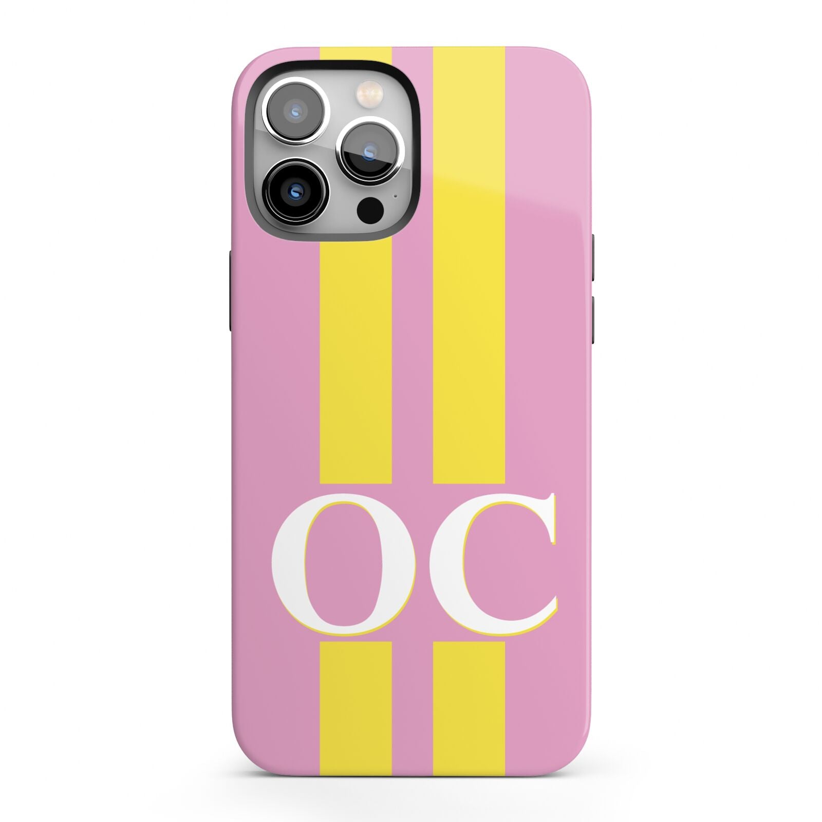 Pink Personalised Initials iPhone 13 Pro Max Full Wrap 3D Tough Case