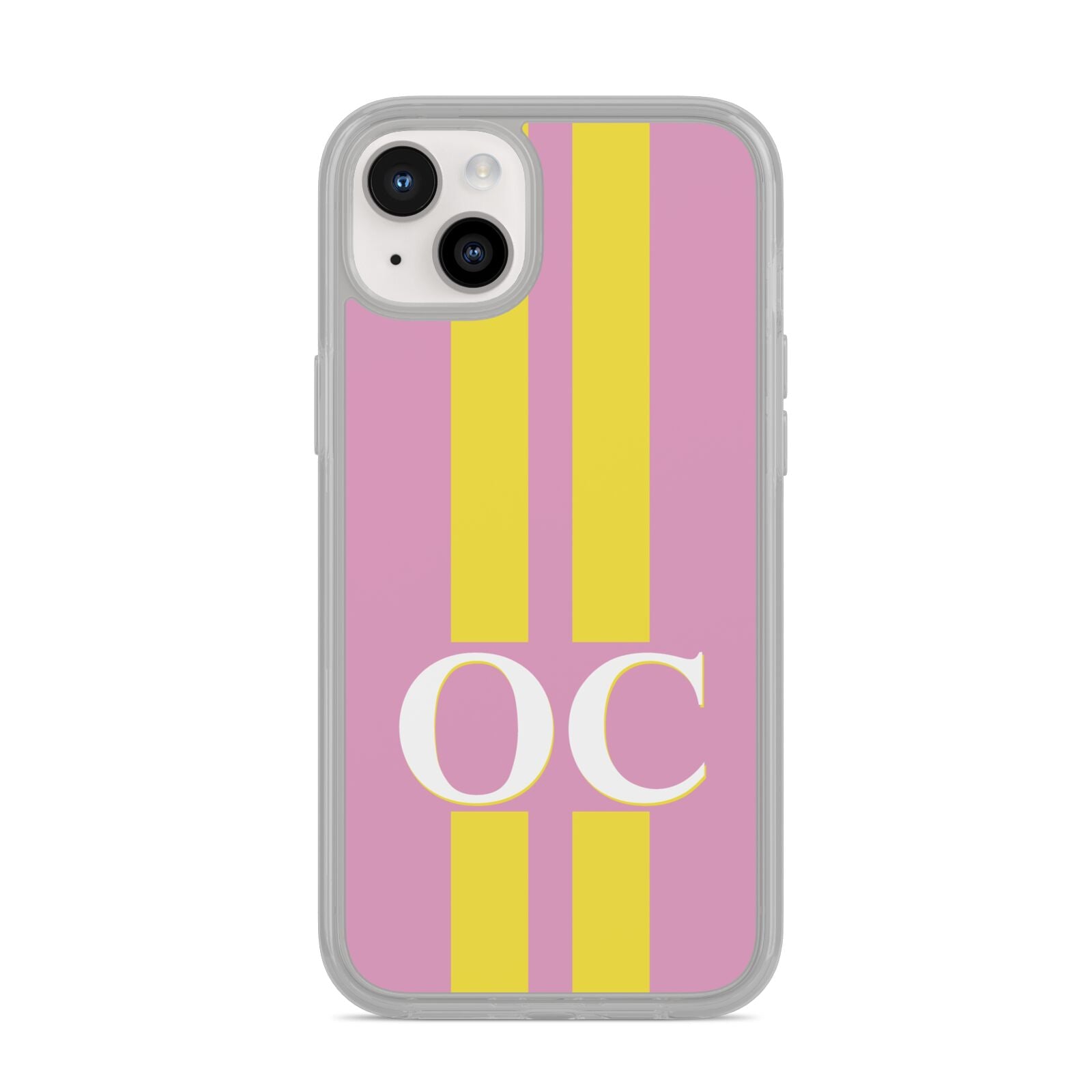 Pink Personalised Initials iPhone 14 Plus Clear Tough Case Starlight