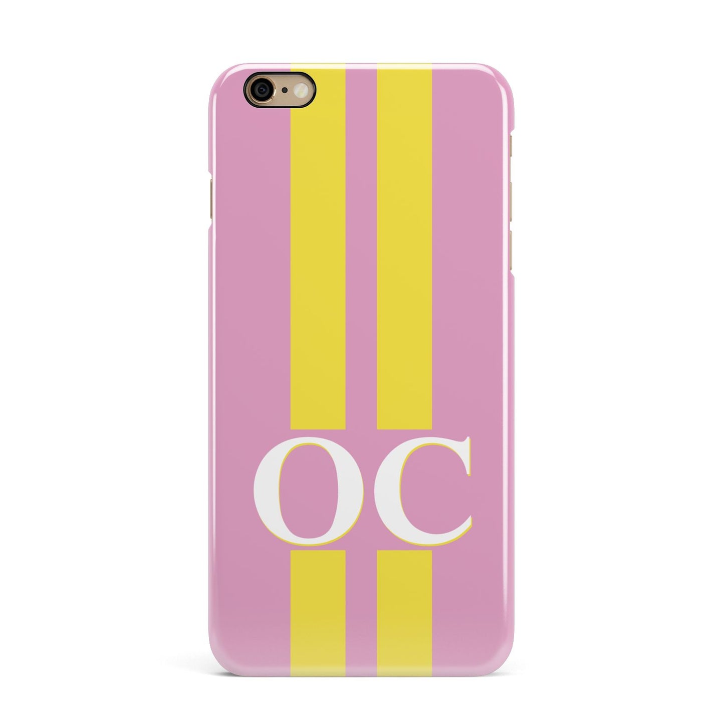 Pink Personalised Initials iPhone 6 Plus 3D Snap Case on Gold Phone