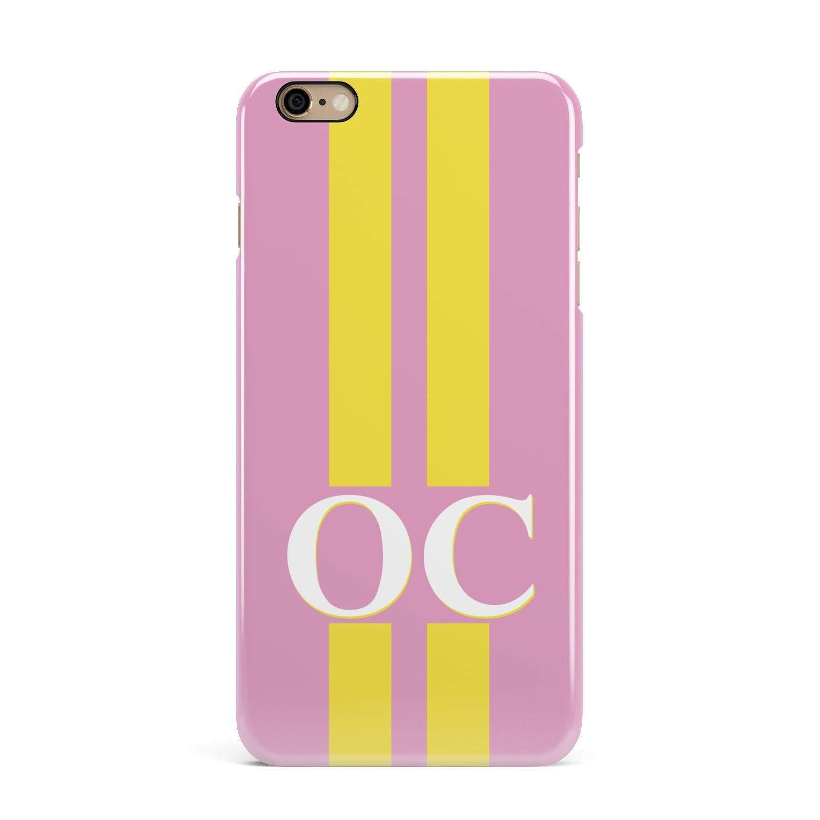 Pink Personalised Initials iPhone 6 Plus 3D Snap Case on Gold Phone