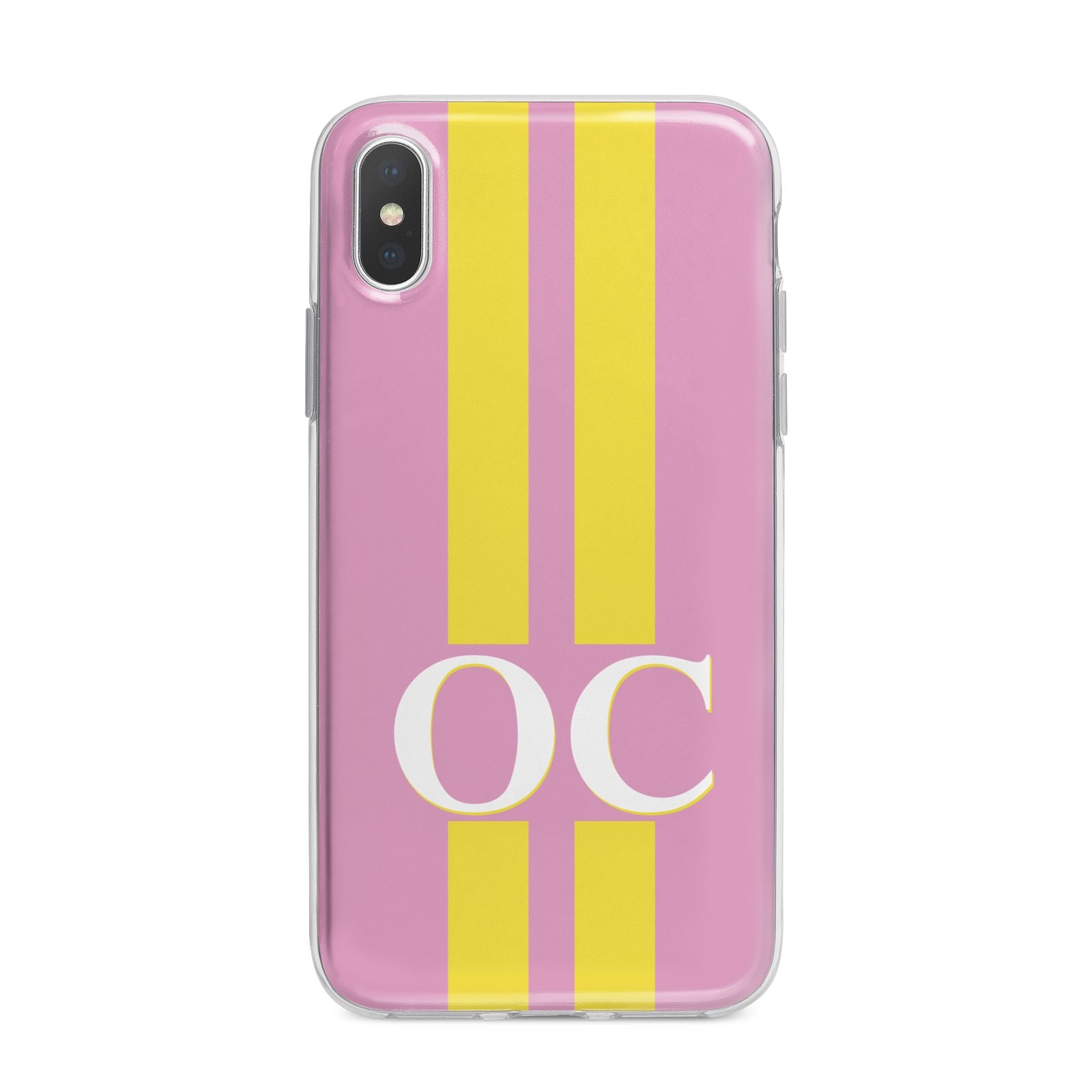 Pink Personalised Initials iPhone X Bumper Case on Silver iPhone Alternative Image 1