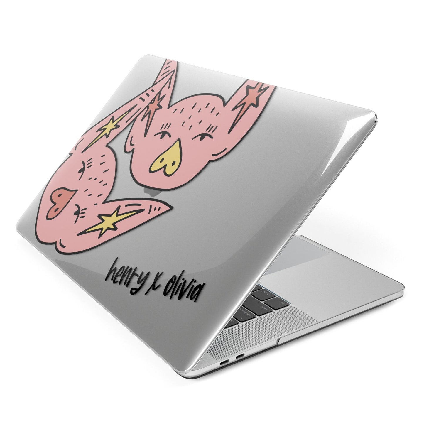 Pink Pigs Couple Apple MacBook Case Side View